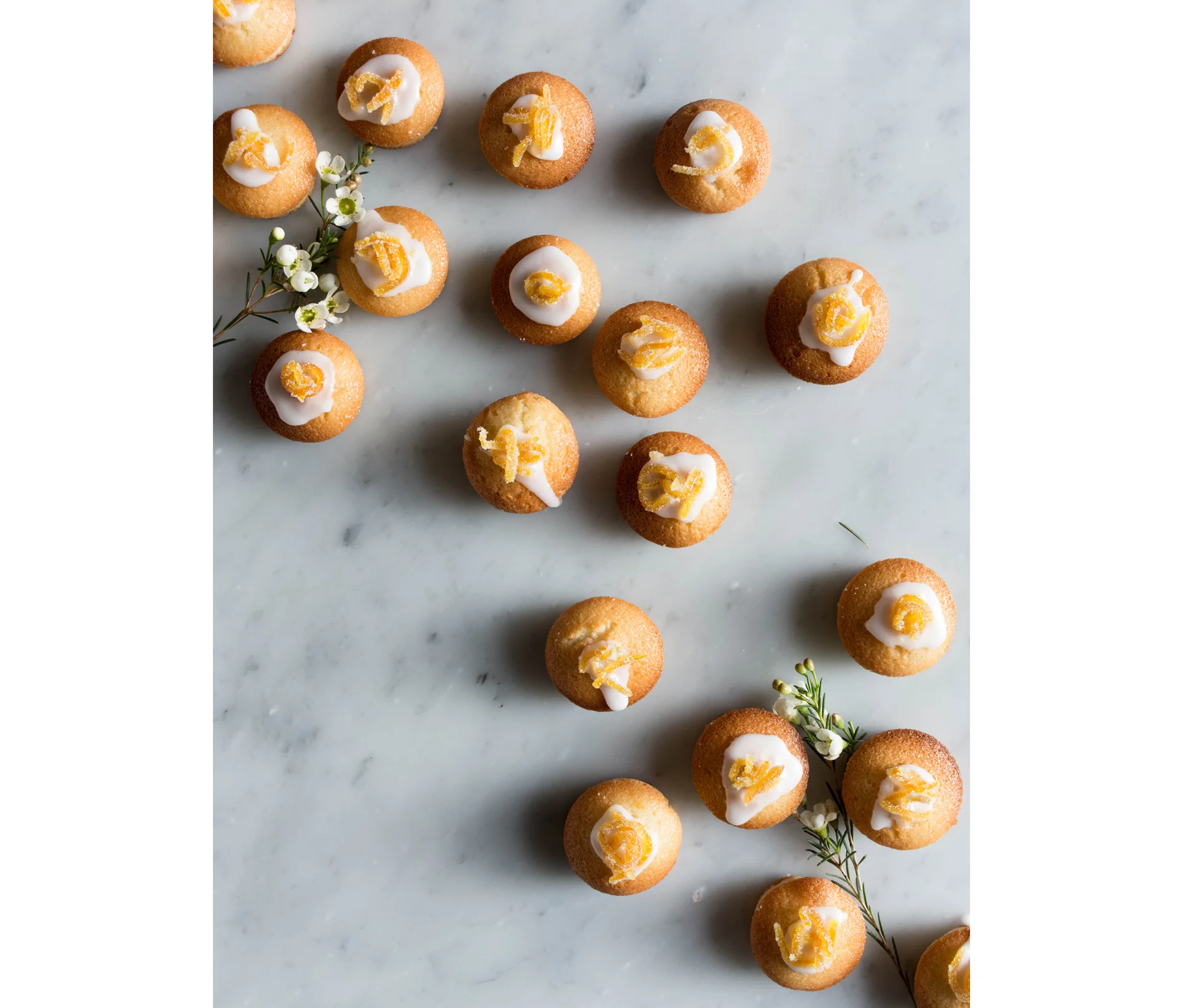 vanilla cardamom friands w/ candied orange peel