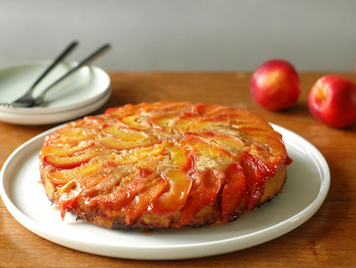 upside down nectarine cake