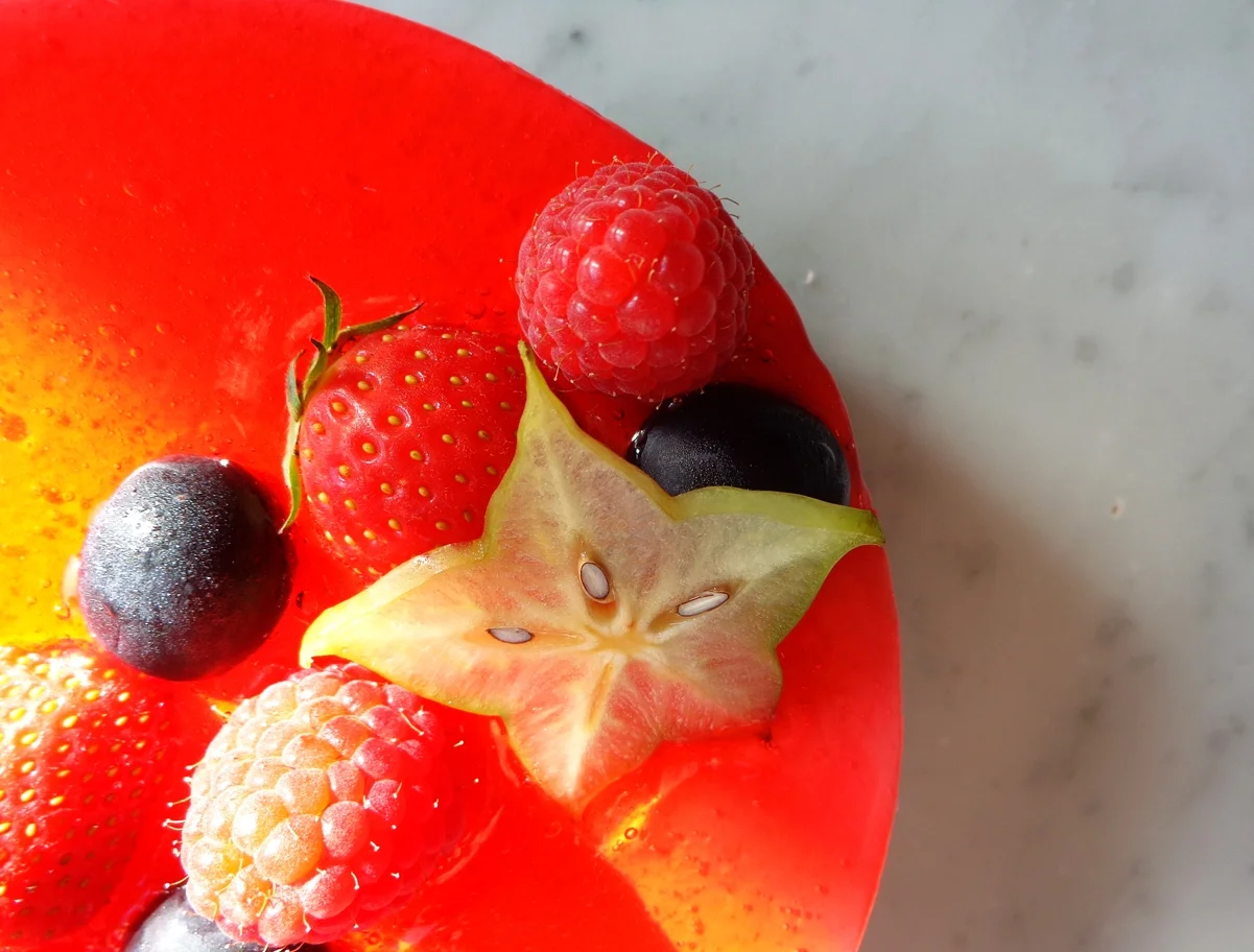 raspberry/passion fruit bavarois