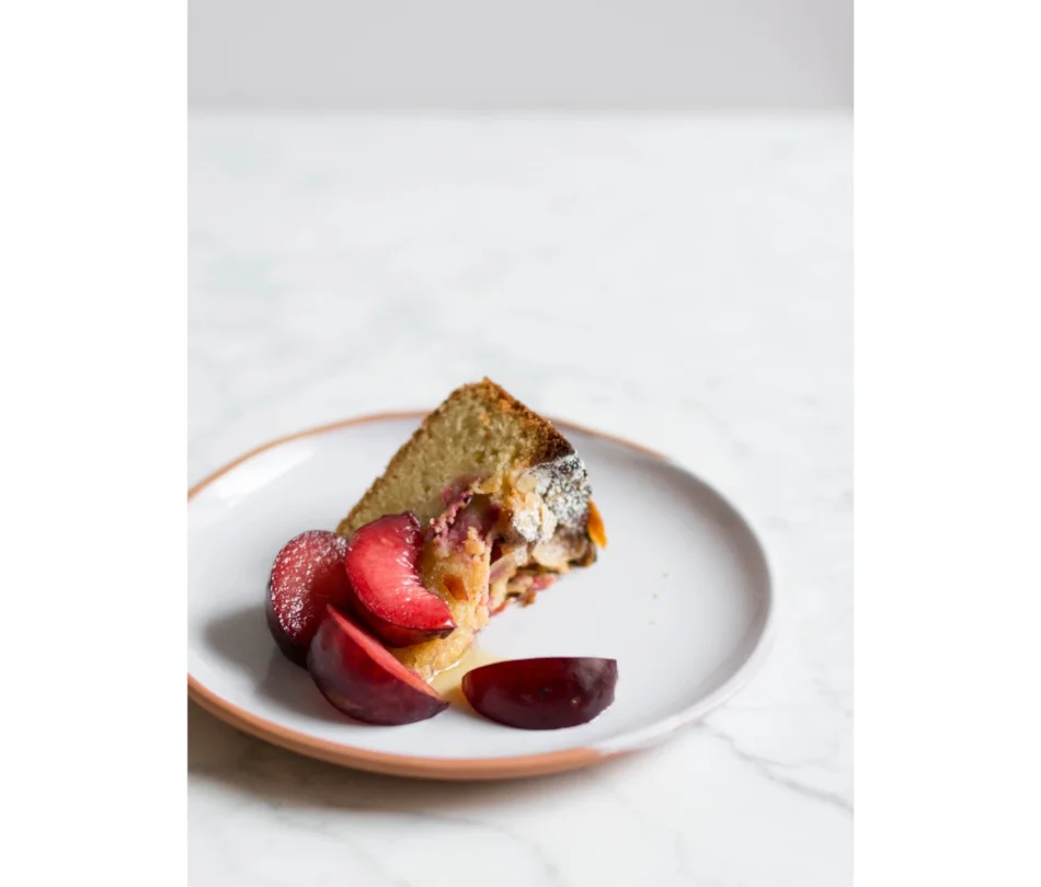 plum almond spelt cake