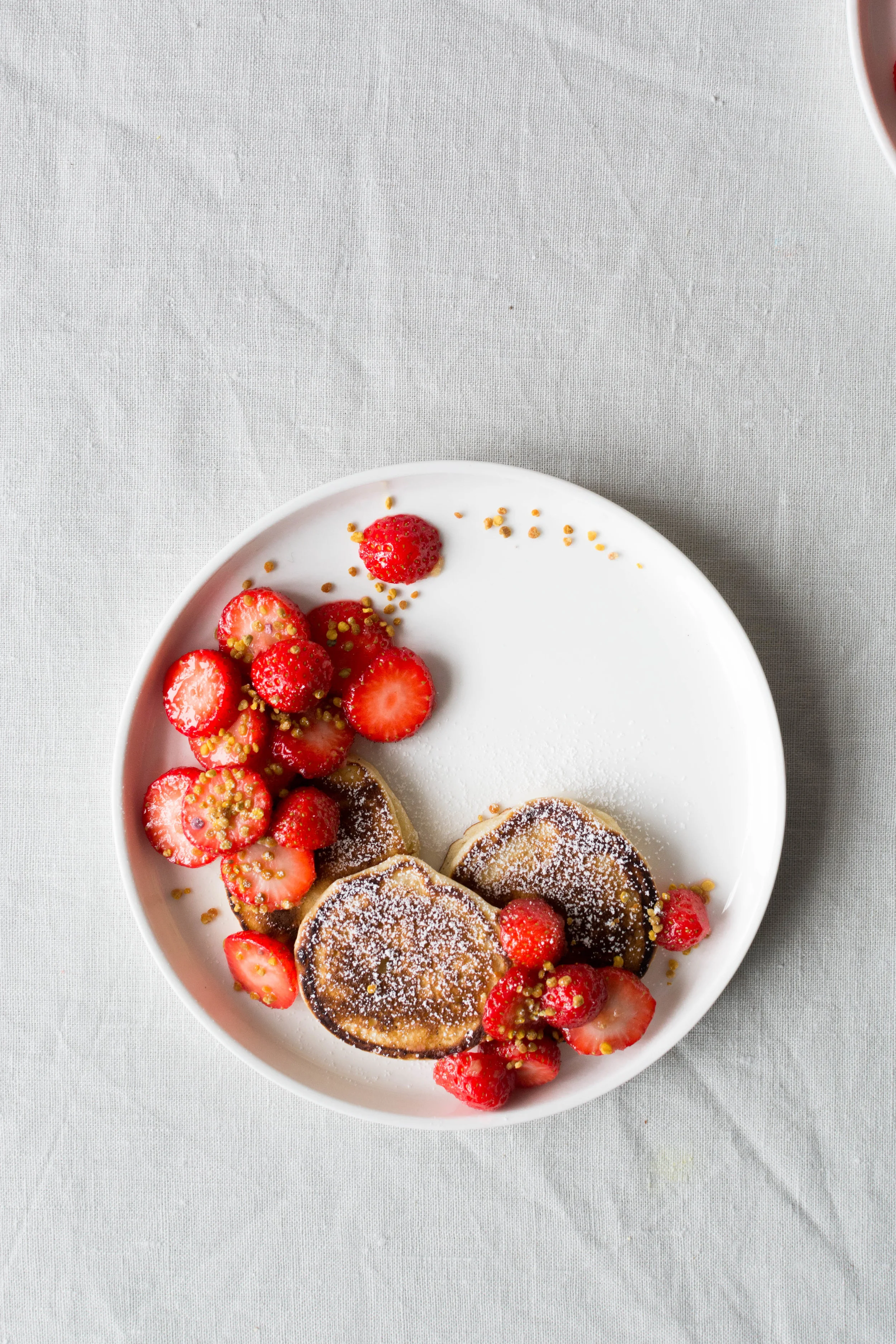 lemon ricotta pancakes with gingered strawberries