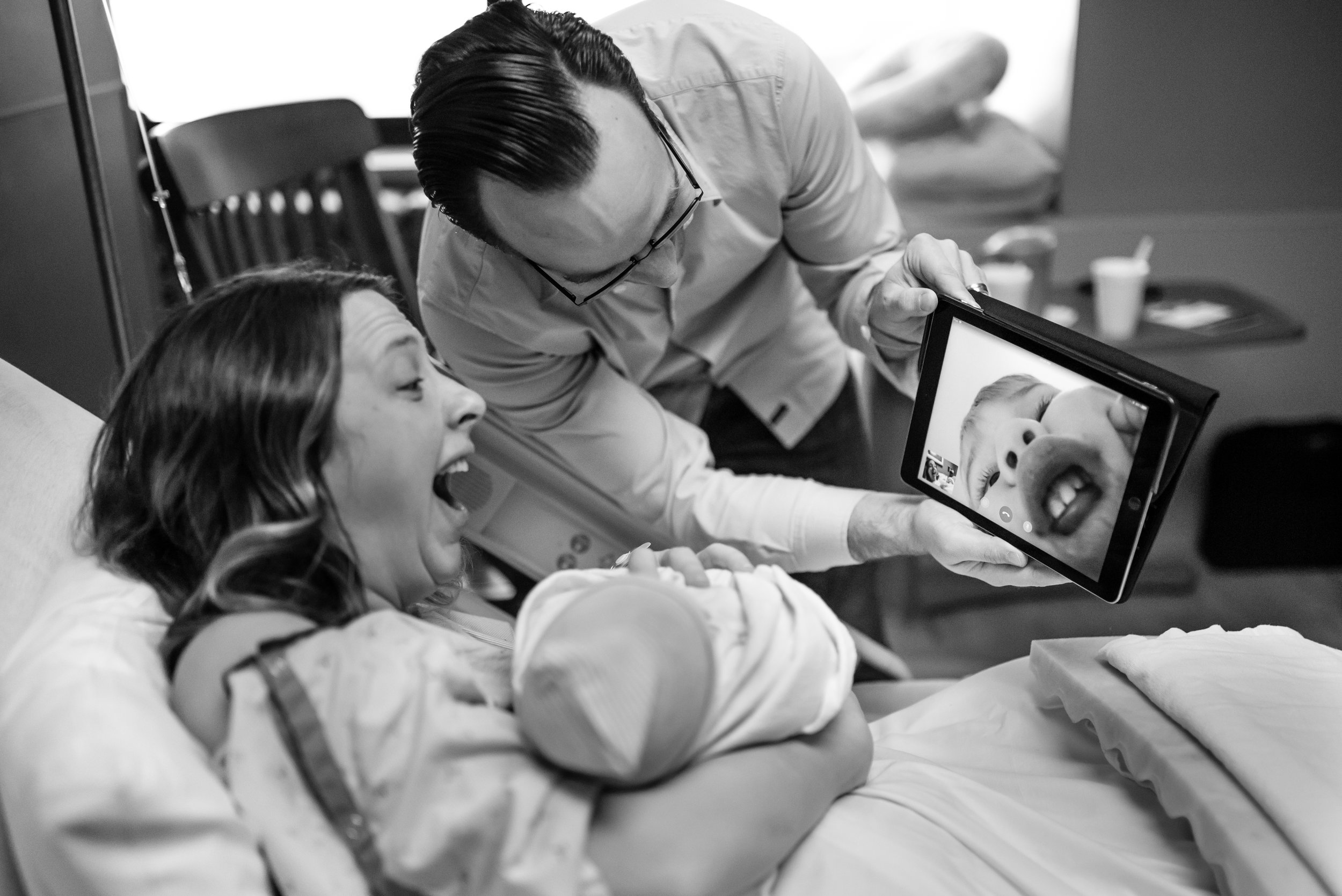 Mom laughs at son being silly on FaceTime