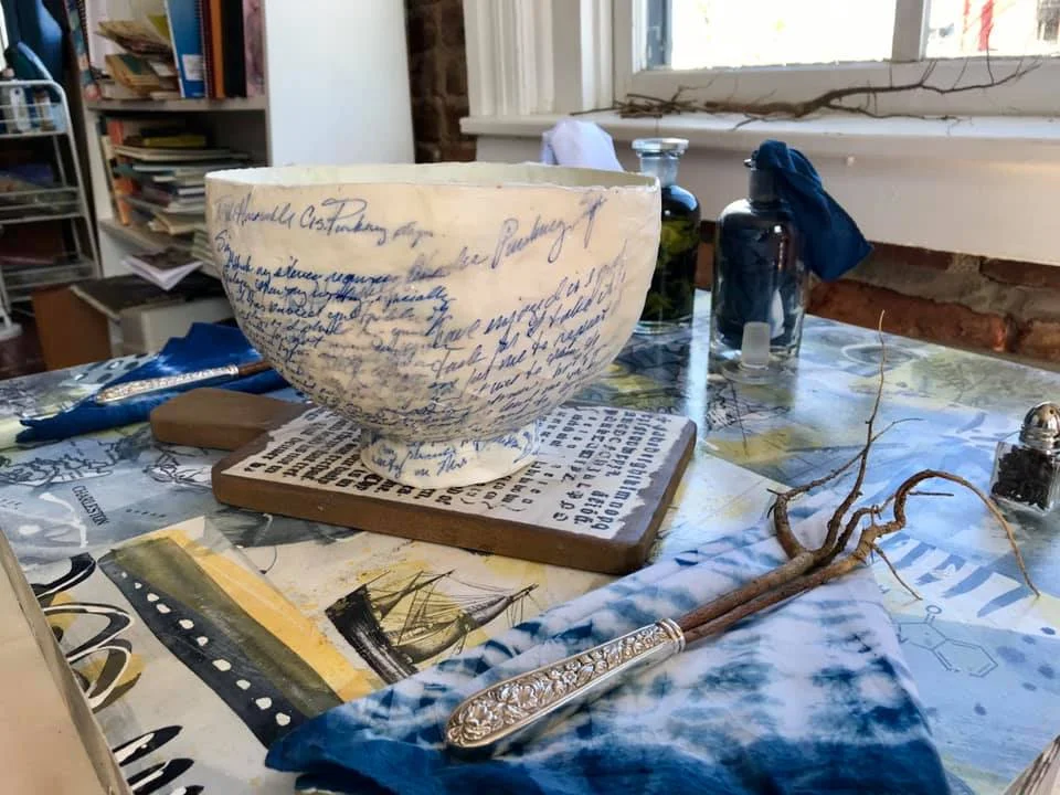A place setting created by artist, Laurie McIntosh