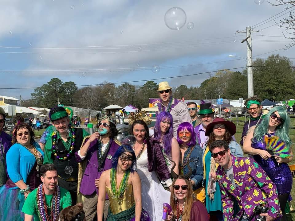 Jasper friends and artists getting ready to march in the City Roots Mardi Gras parade