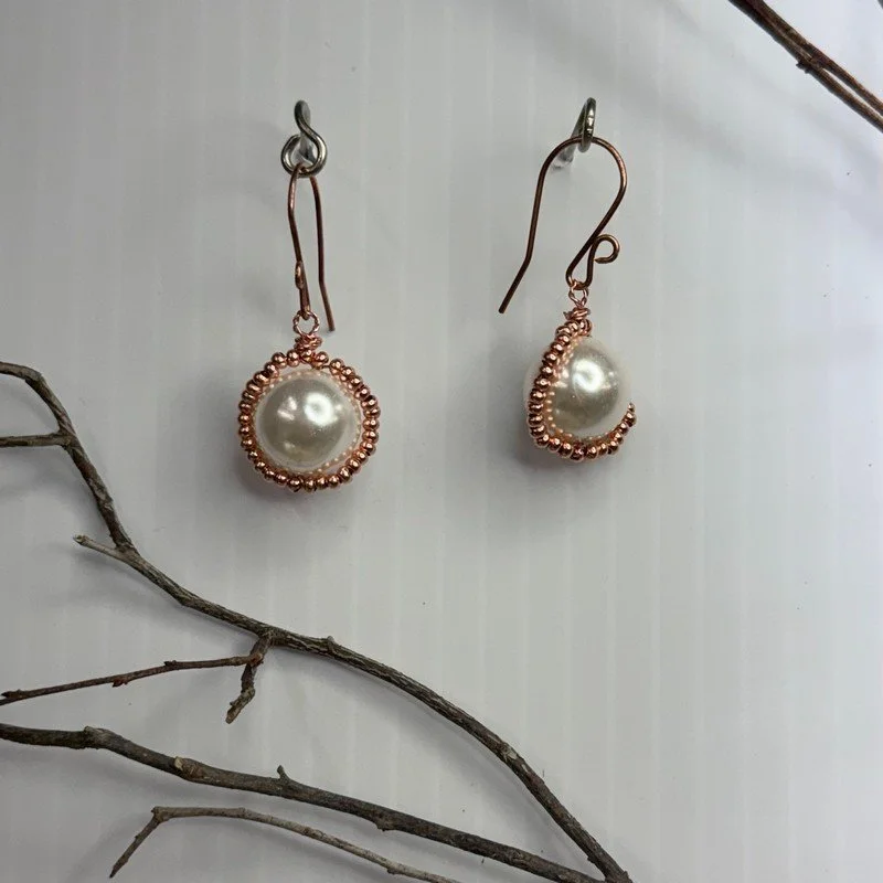 Copper Shell Pearl Earrings