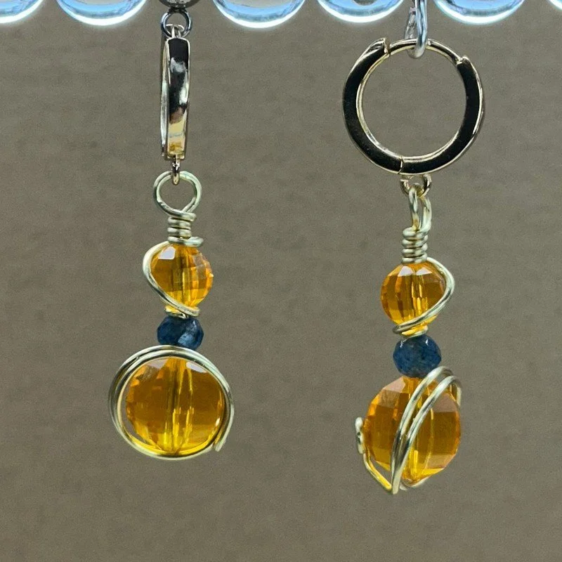 High-Facet K9 Crystal Wire Wrap Dangles (JE0026)