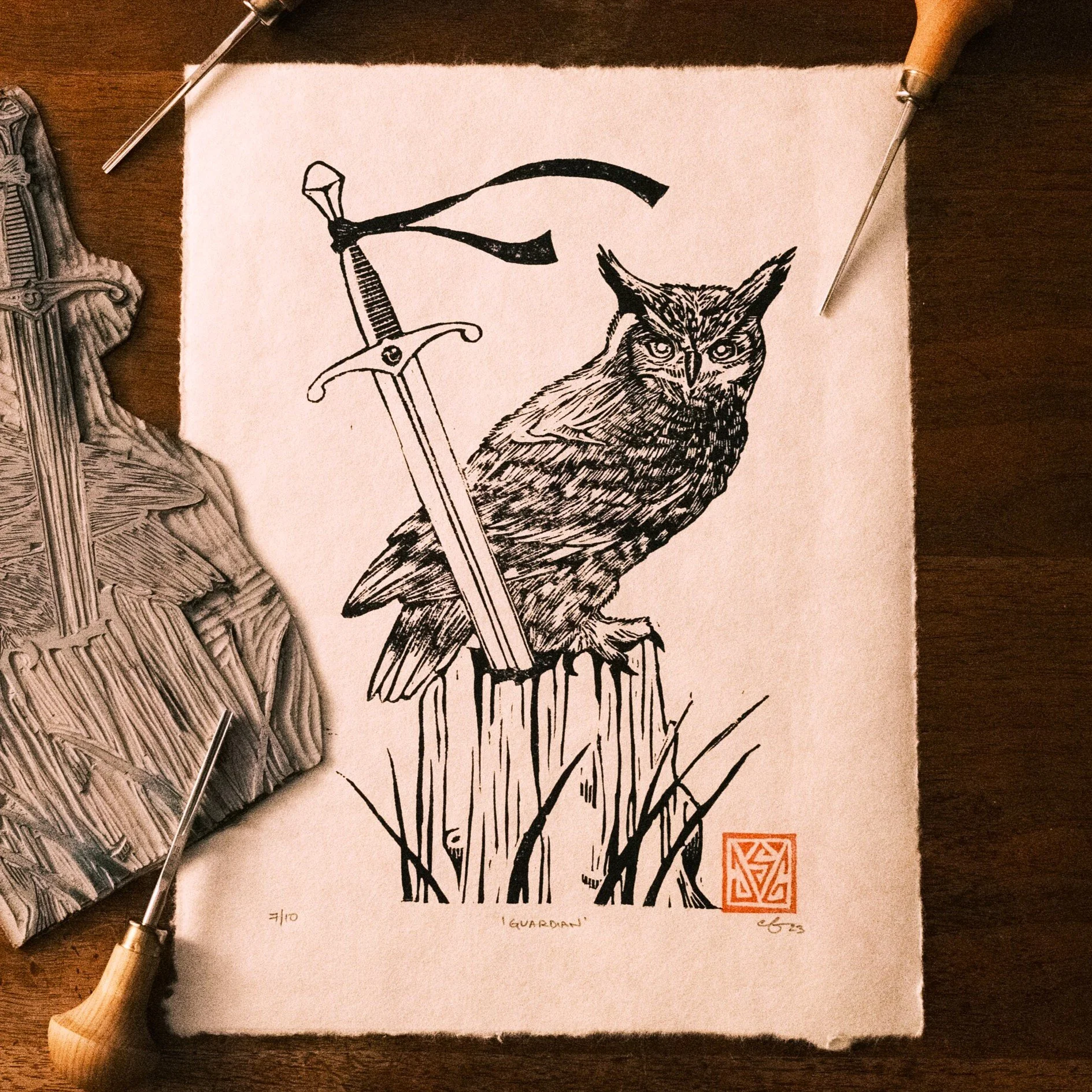Guardian - Linocut Print.jpg