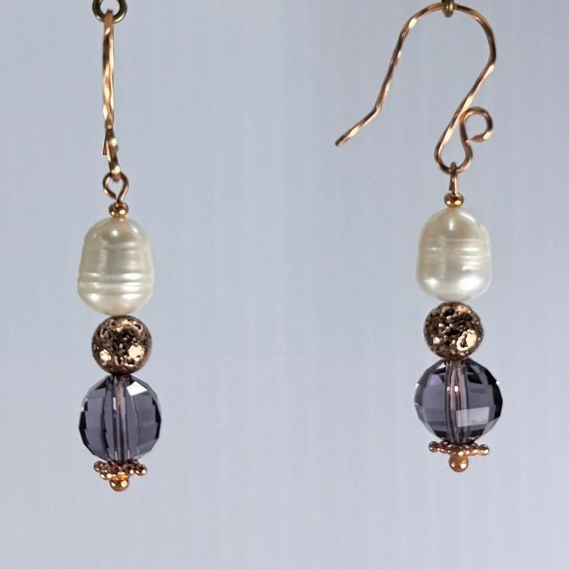 Whorled Pearl & Crystal Dangles