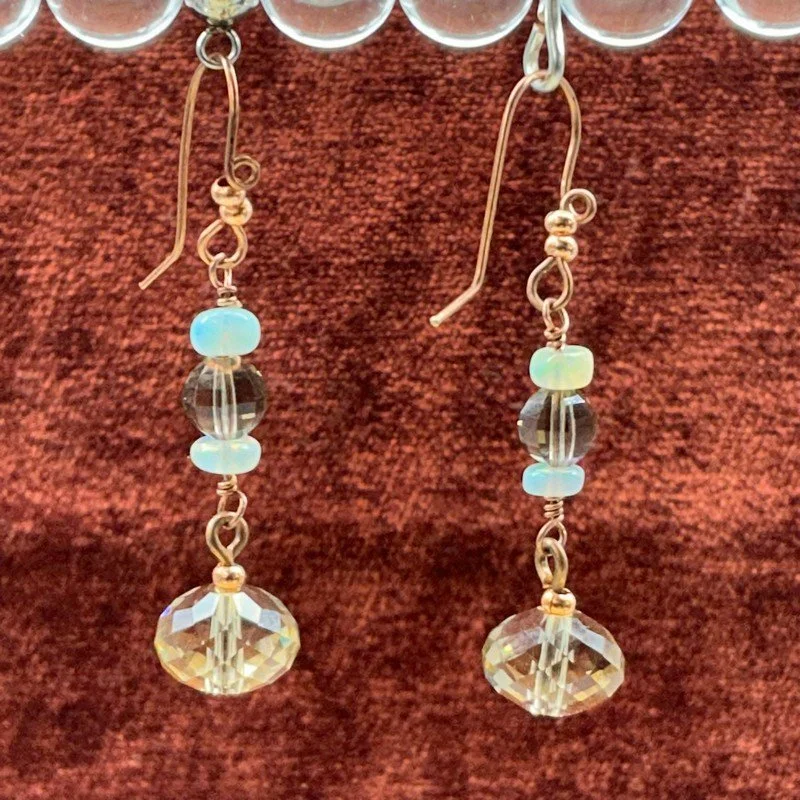 Crystal & Ethiopian Opal Dangles