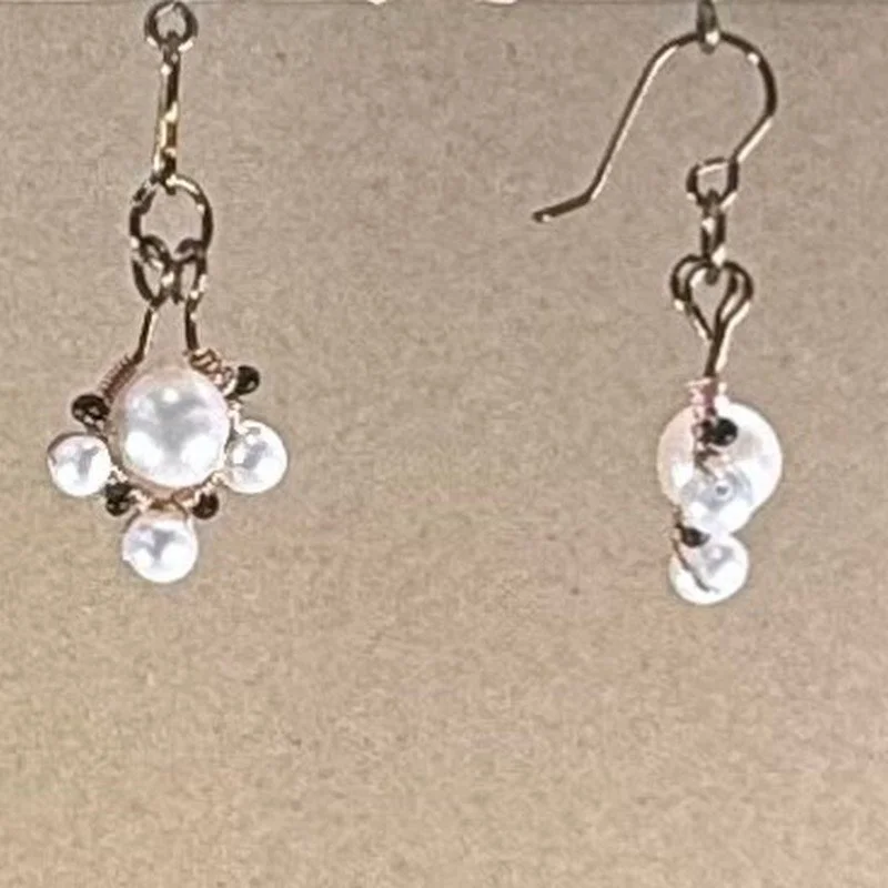 Triple Pearl Wire Wrapped Dangles