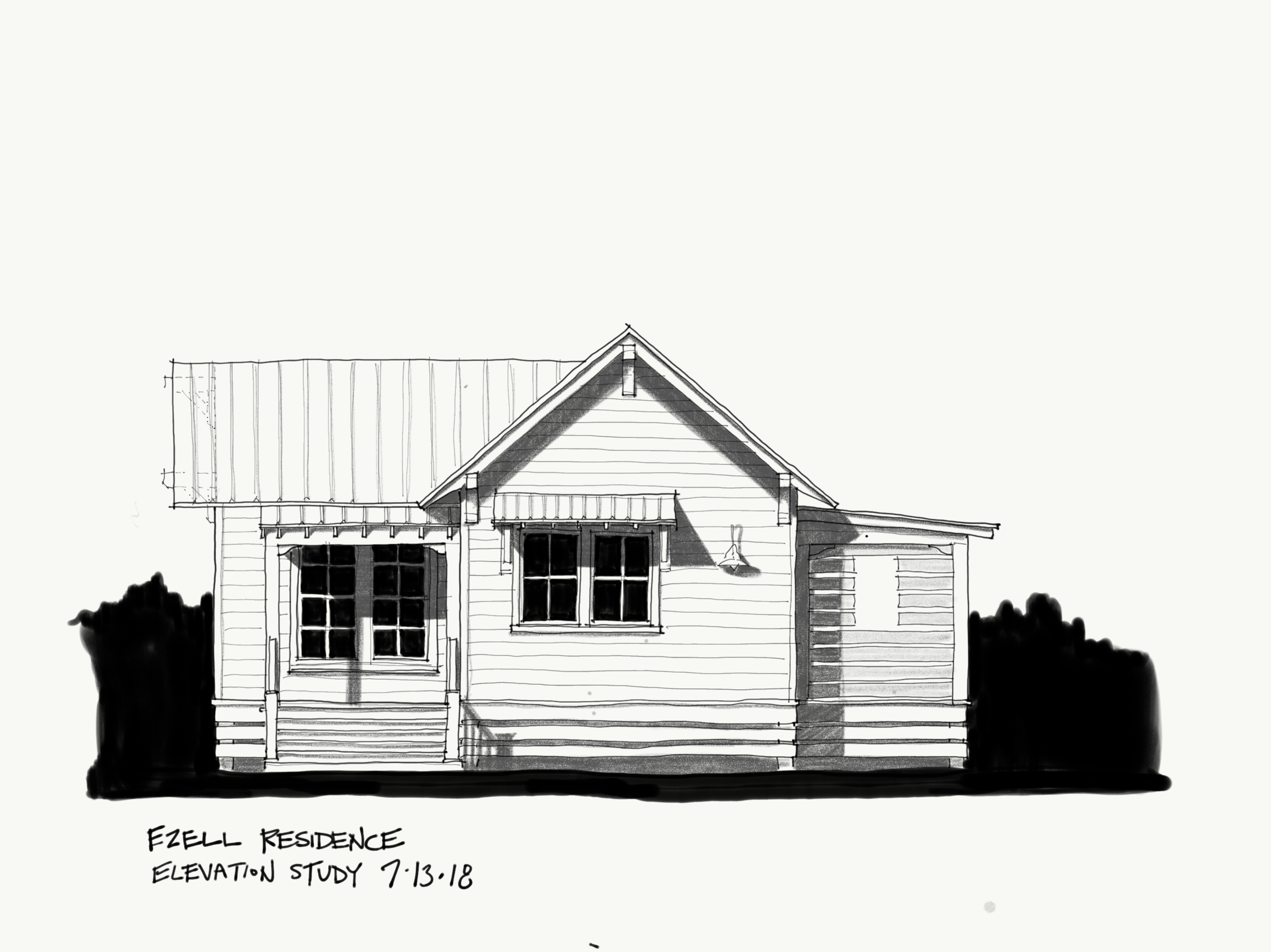 Ezell CottageThe goal of this project was to create a small, under 1,000 square feet, traditionally styled Southern raised cottage. The house features an open Kitchen-Living room with a vaulted ceiling to help enlarge the perception of space