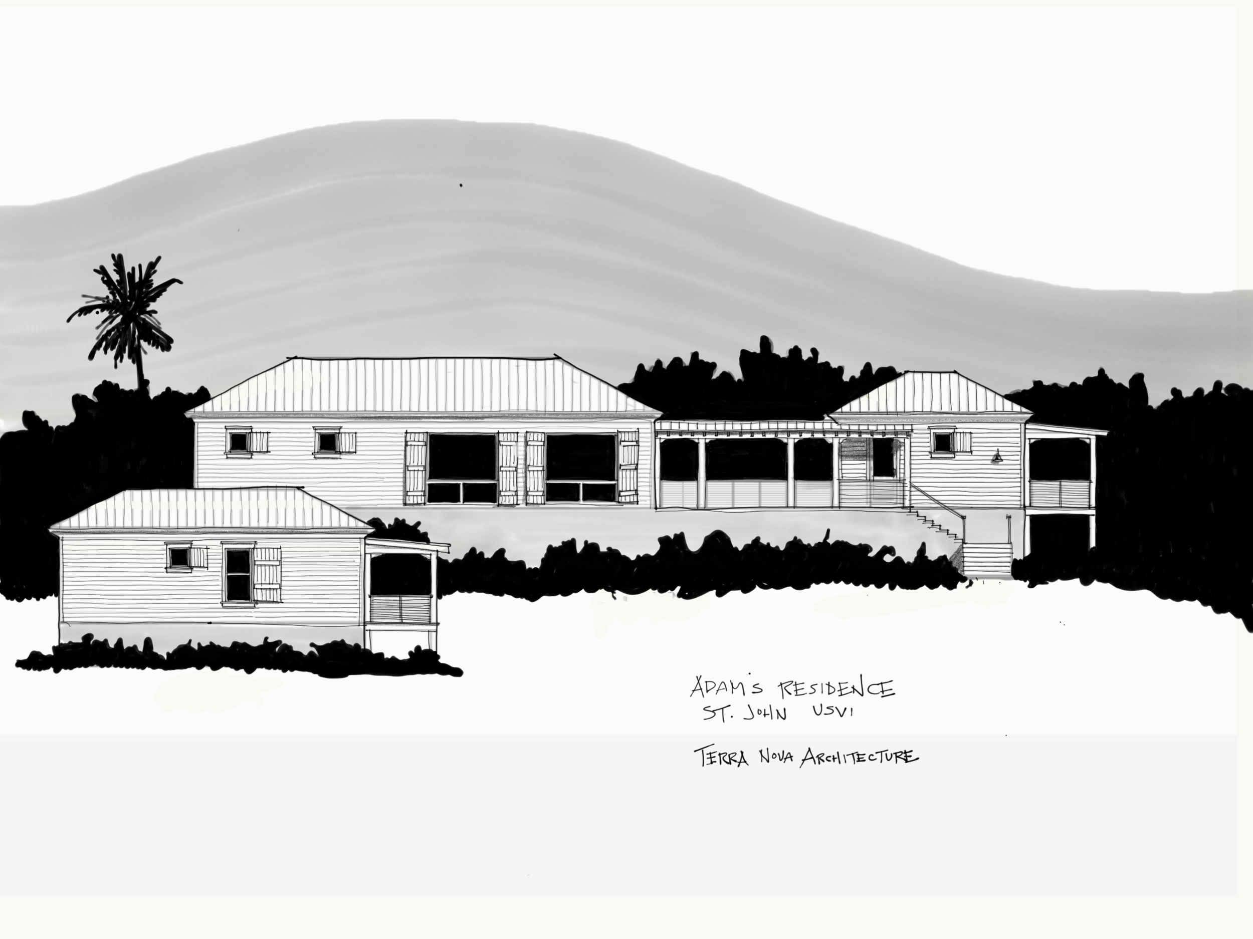 Adams ResidenceThis  residence consists of a series of separate, traditionally styled  Caribbean buildings arranged to create a Main Residence, a detached  private bedroom suite, and a Guest Cottage
