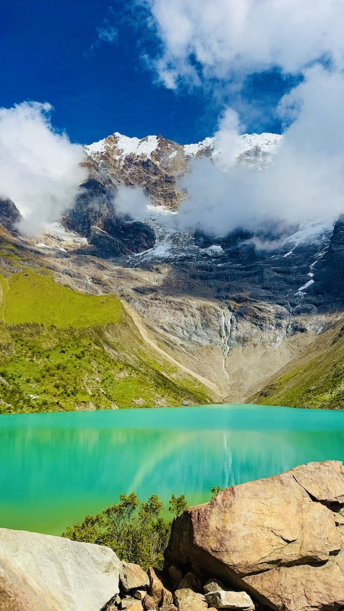 An image of Laguna Humantay's turquoise waters and mountains, Peru