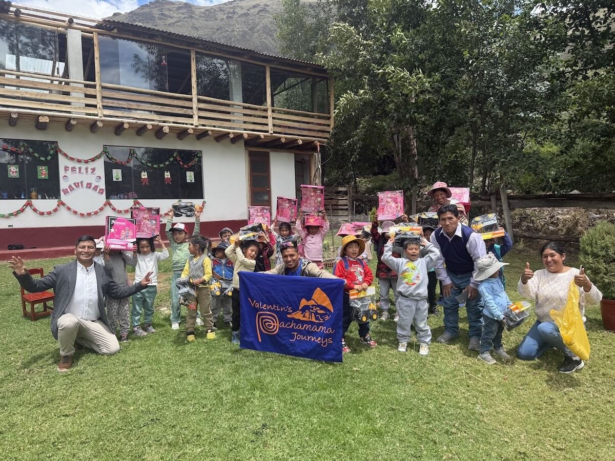 Giving presents at social project, Peru.jpeg