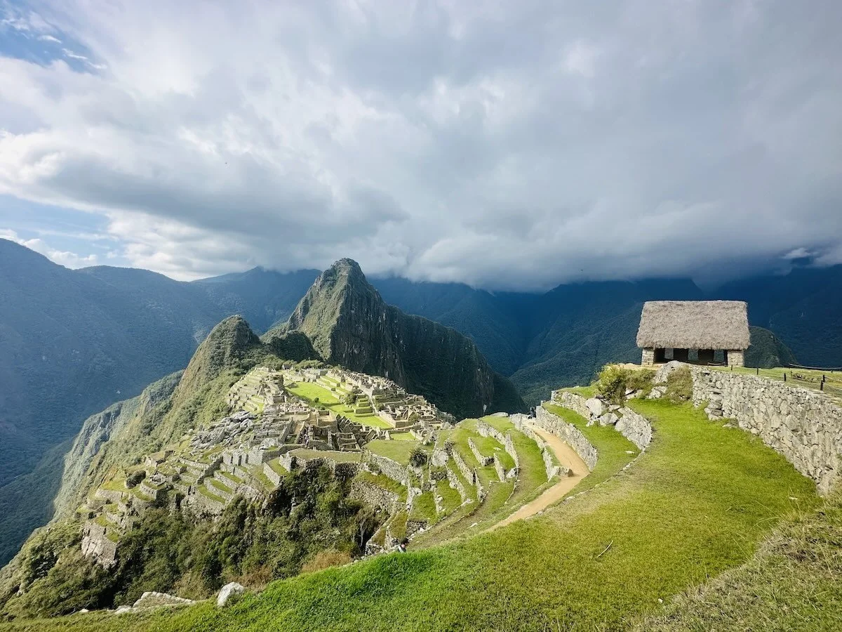 An image of Machu Picchu ruins, seen from the Guardian's House