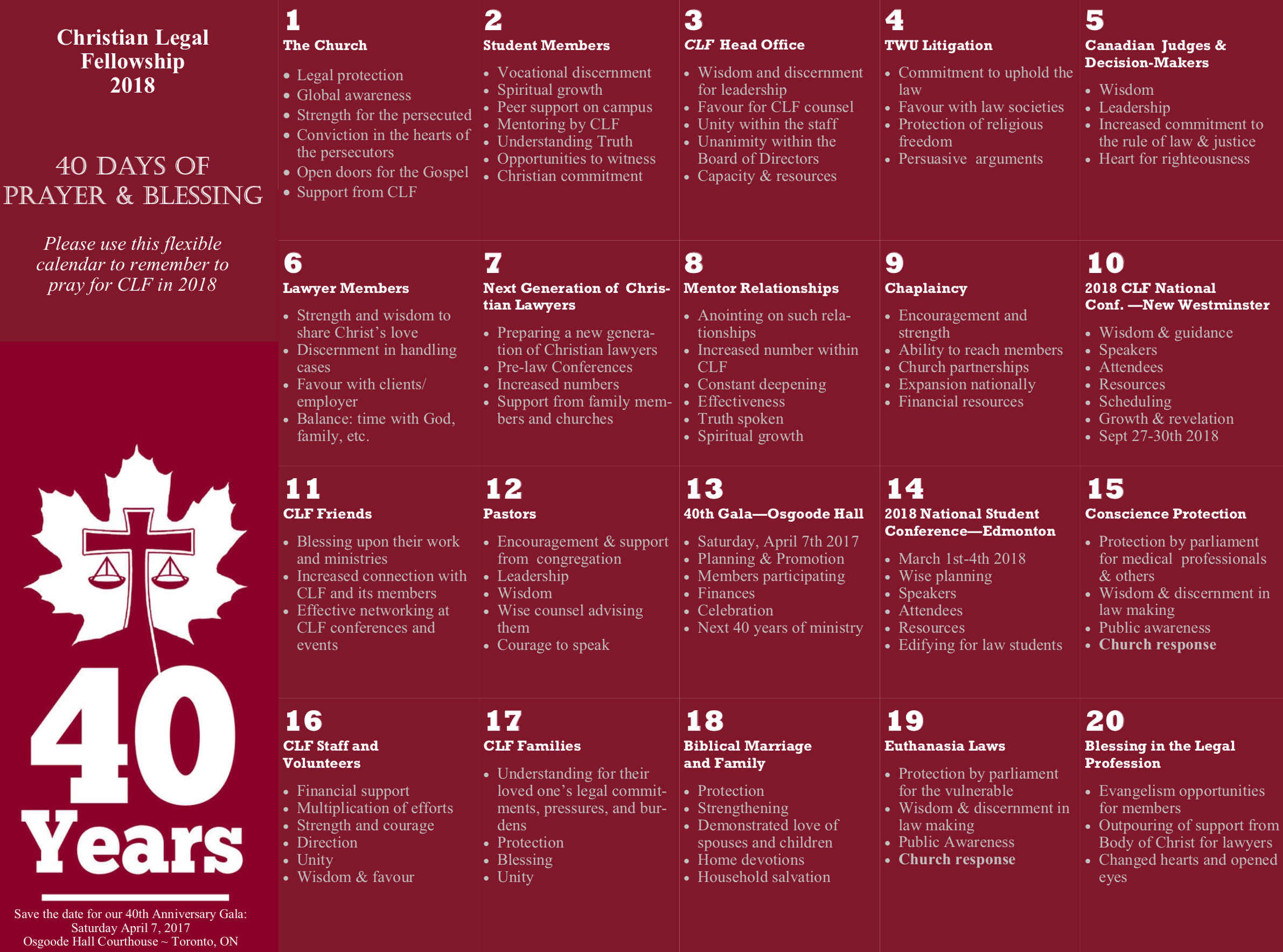 Click here for a printable version of the calendar. 
