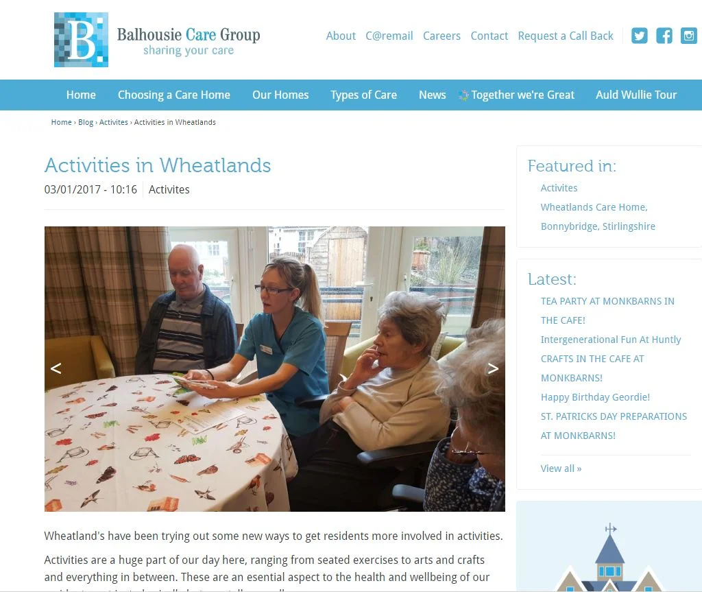 Creating Conversations activities in Balhousie Care Group