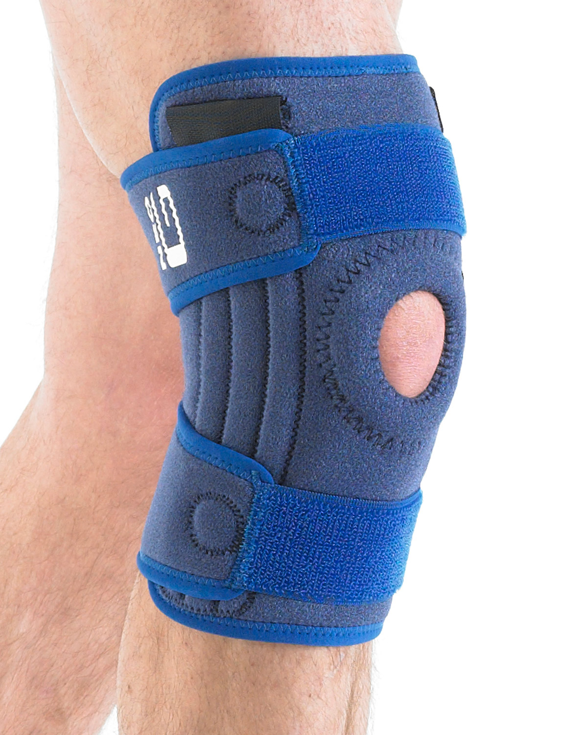 893 - STABILIZED OPEN KNEE SUPPORT The open patella design with stitched buttress helps with patellar tracking whilst providing added support and helping with overall stability by eliminating glide and twisting at the knee.