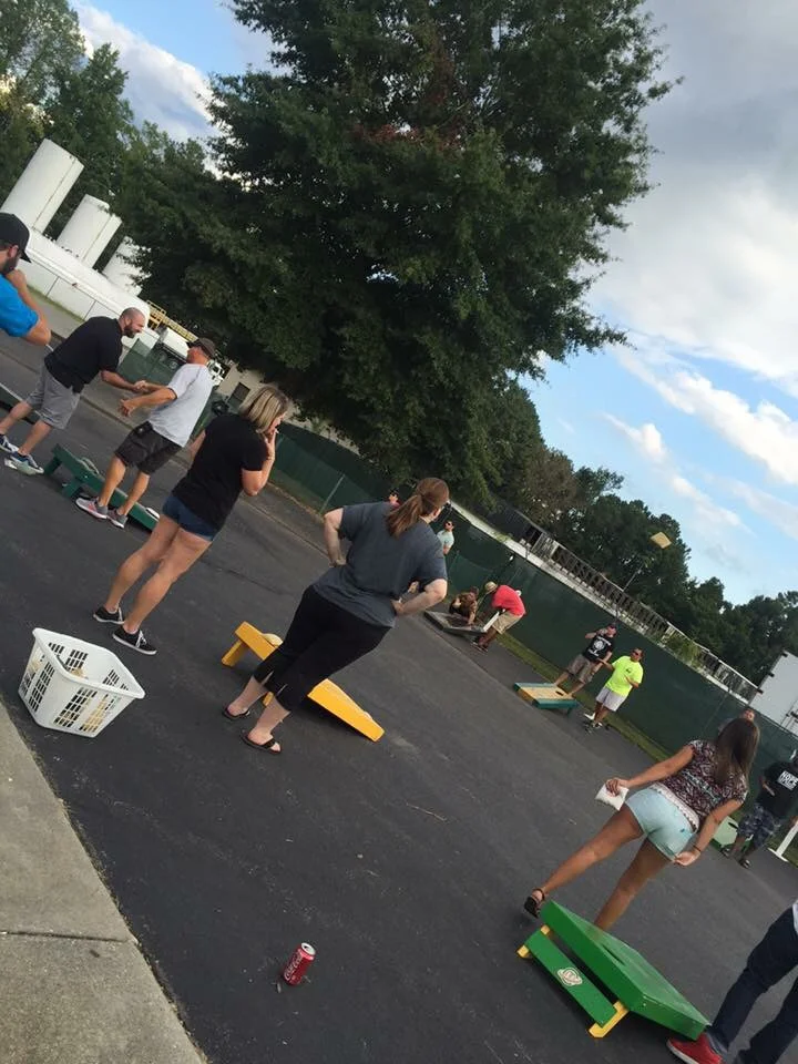 Beautiful weather for cornhole.
