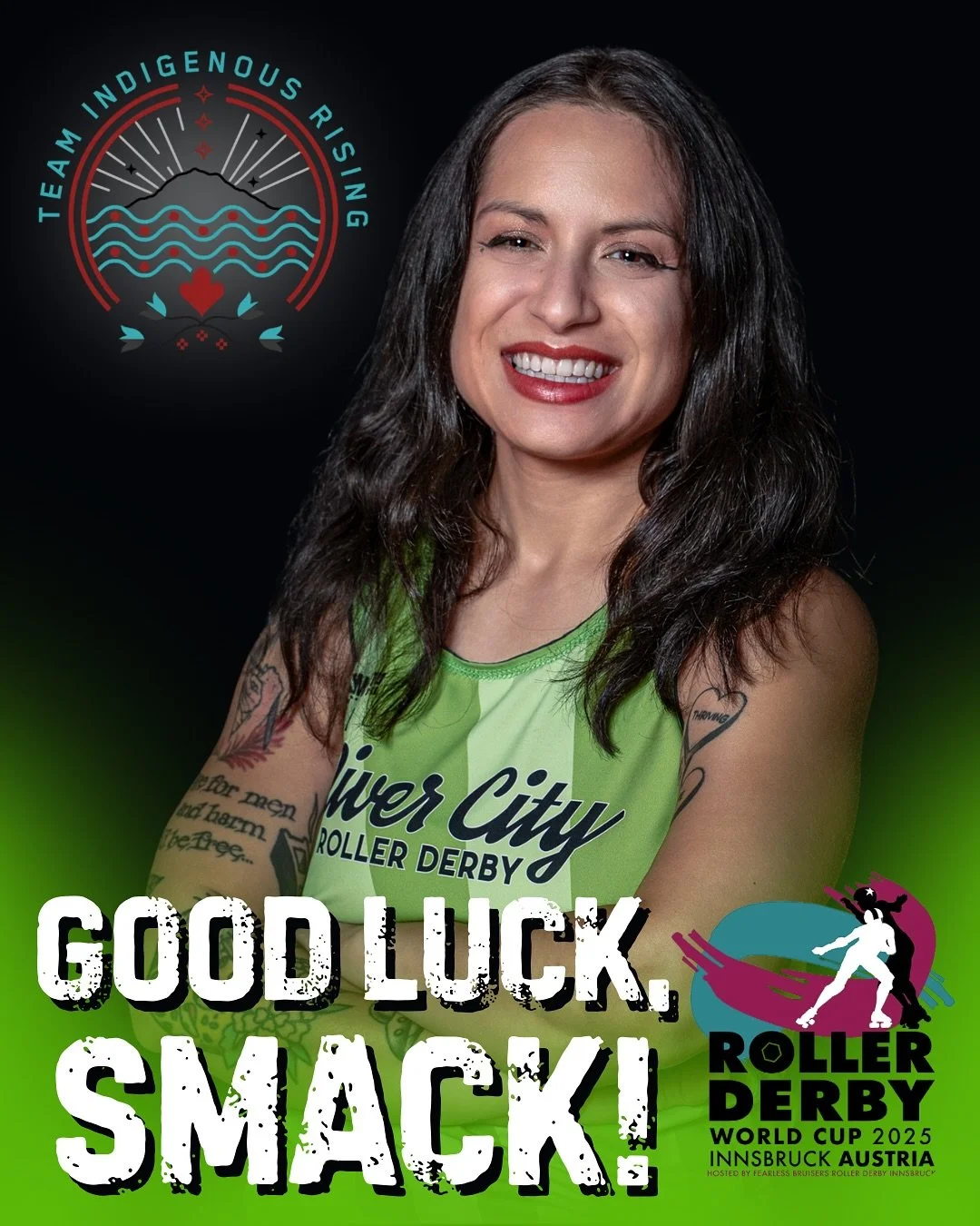 RCRD is incredibly proud of Smack Mamba for making it to the Roller Derby World Cup in Innsbruck, Austria with @indigenousrisingrollerderby 🖤

Her first game is Thursday July 3rd at 18:00 local time (CEST) / 12:00 pm EST. 

You can watch her play fr