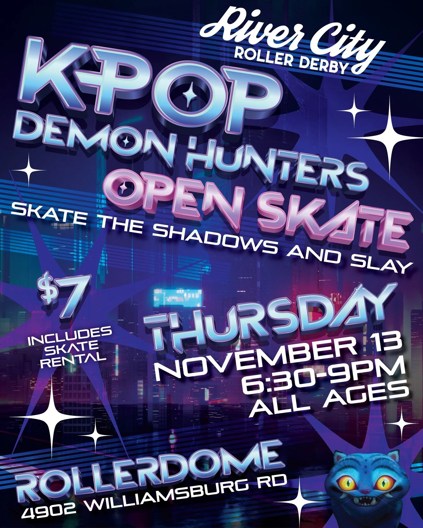 💫 Happy skaters, happy Honmoon! 

🎶 We're closing out our season with a BANG, ⚔️ HUNTR/X-style. That's right, it's the Open Skate you've been waiting for: A K-Pop Demon Hunters-themed night at the rink!

🛼 Join us for our last Open Skate of the ye