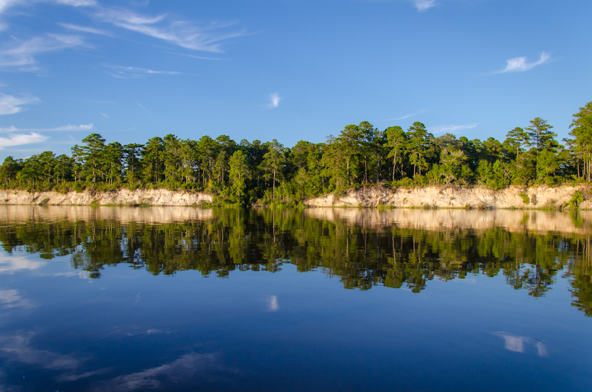 A glassy surface on the Combahee River.