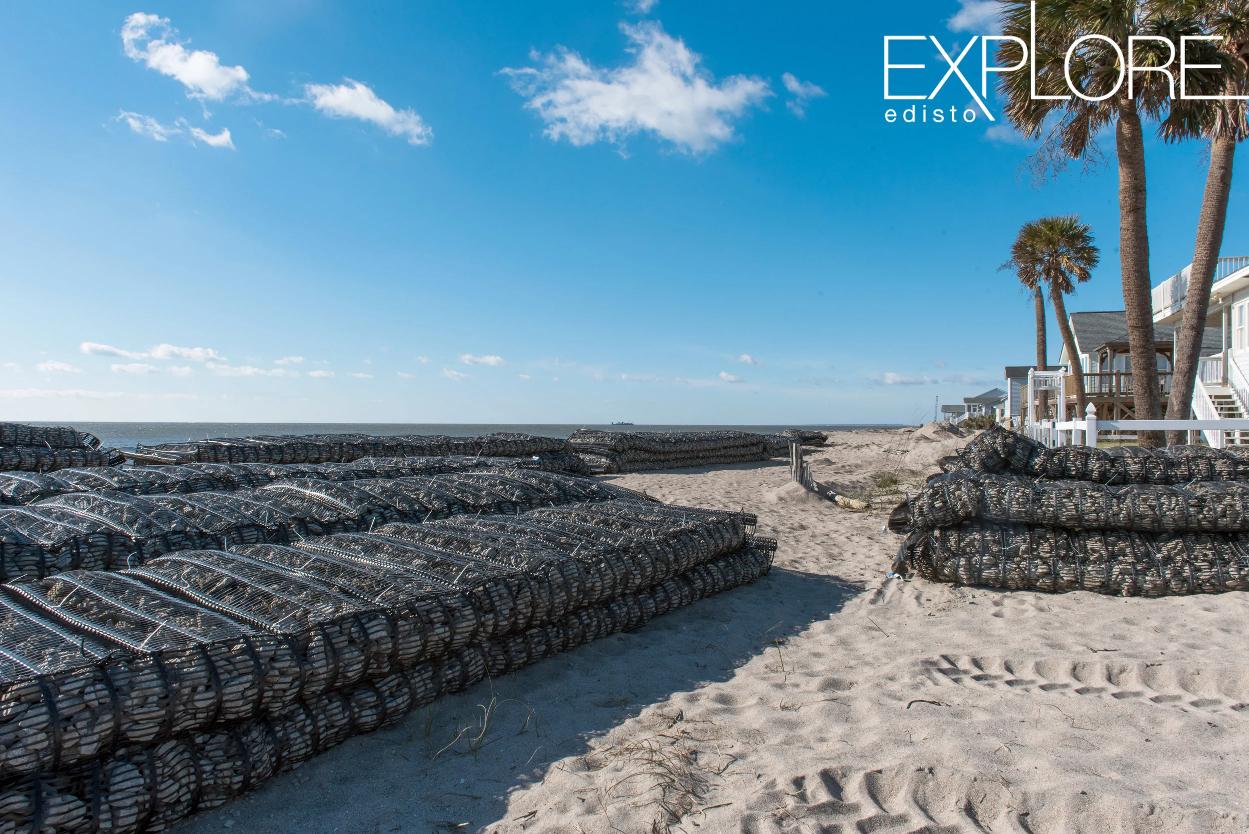 Small rocks piled on the beach during renourishment.