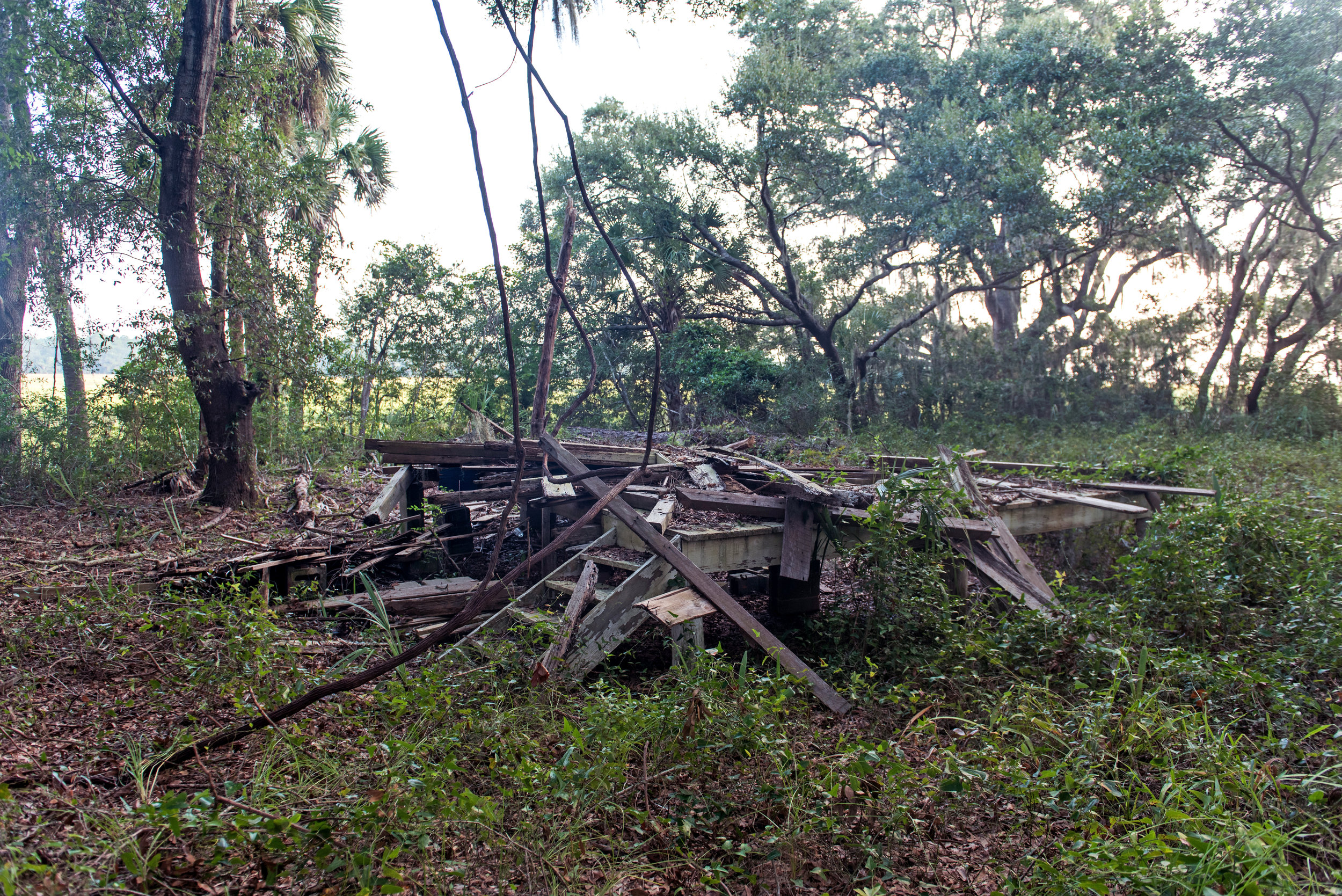 All that remains of the last slave cabin on the plantation. Parts of this cabin were taken to use on the cabin at the museum.