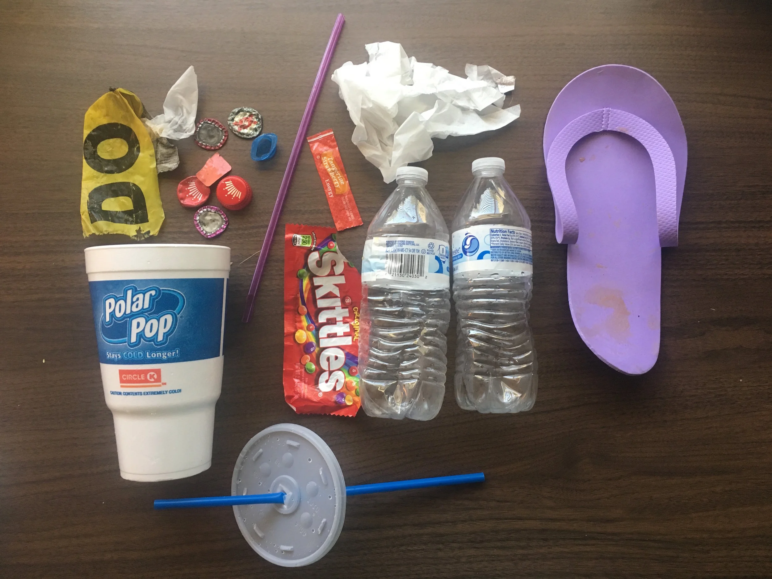 Side note: the skittles and water flavor packet were crumpled INSIDE the Polar Pop container. 