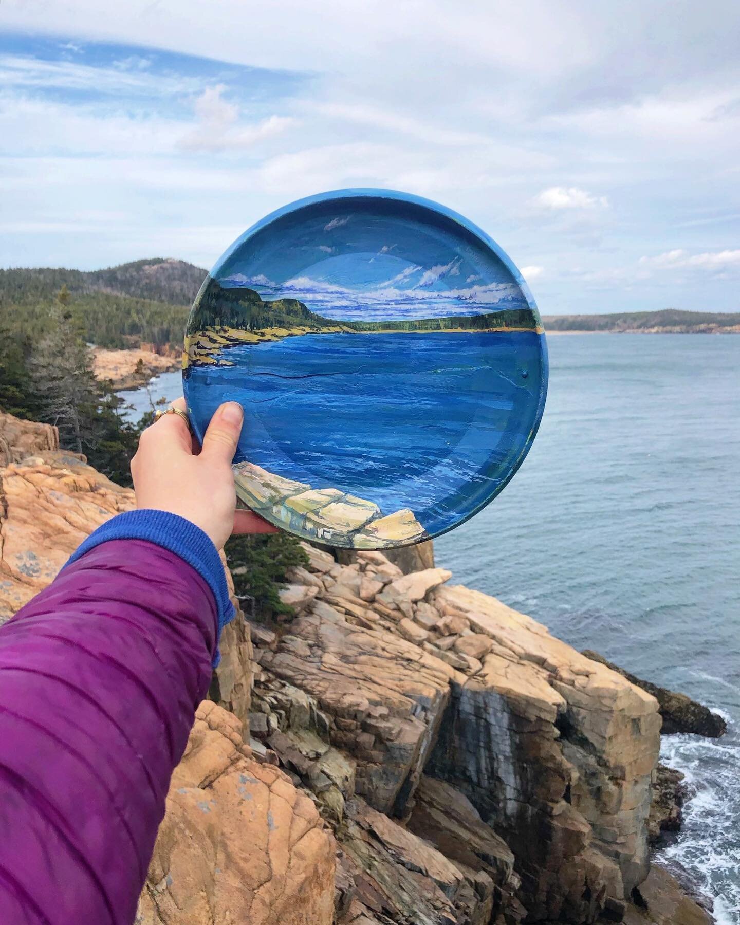 Honored to have my work on the cover of a local mag!!! Acrylic on cracked marine debris frisbee 💙 📍Wabanaki Confederacy Land