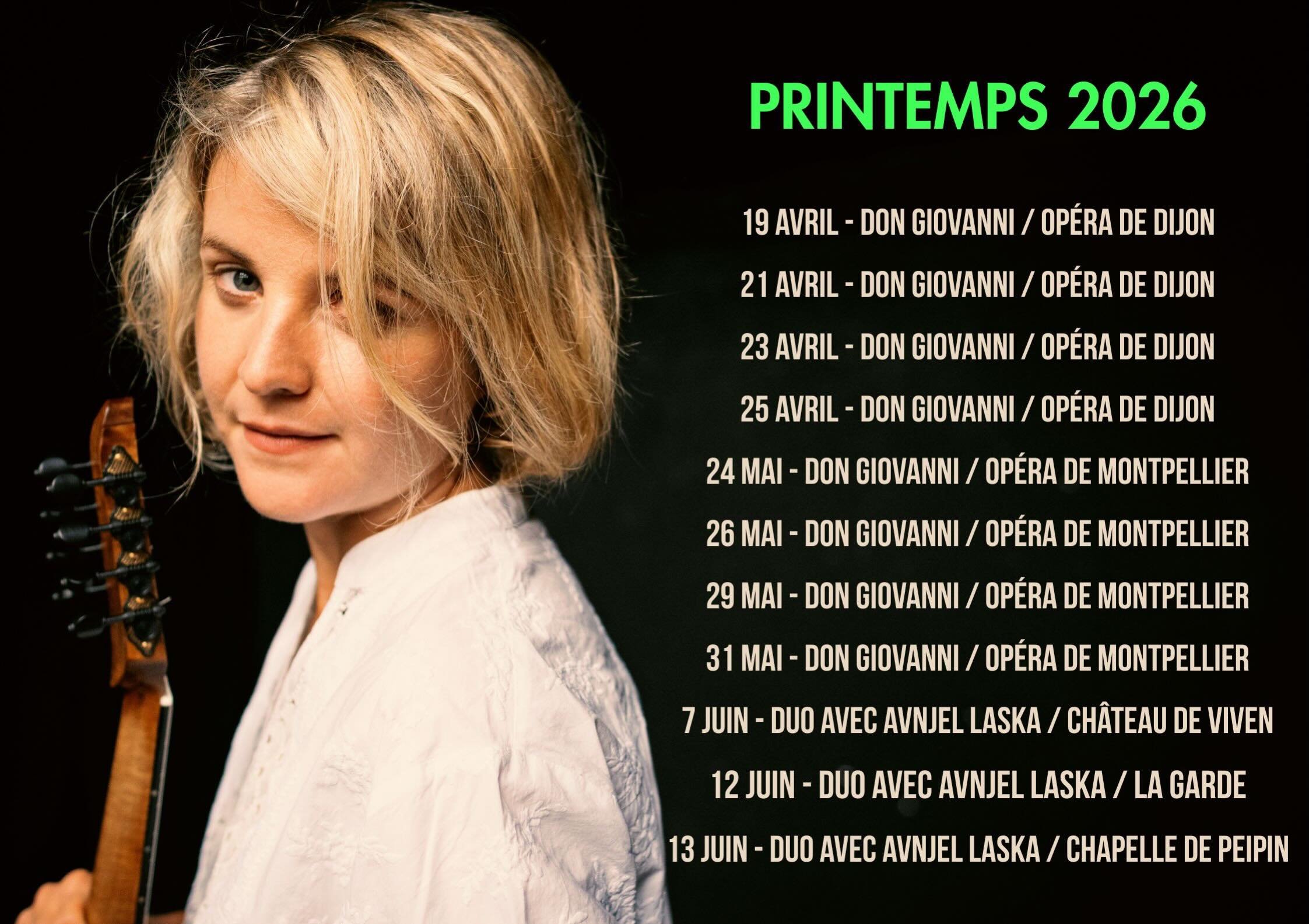 Les prochains concerts du printemps arrivent, de retour avec Don Giovanni &agrave; l&rsquo;op&eacute;ra de Montpellier et sur les routes en juin avec l&rsquo;inclassable @avnjel_laska !

***
The upcoming spring concerts are back, featuring Don Giovan