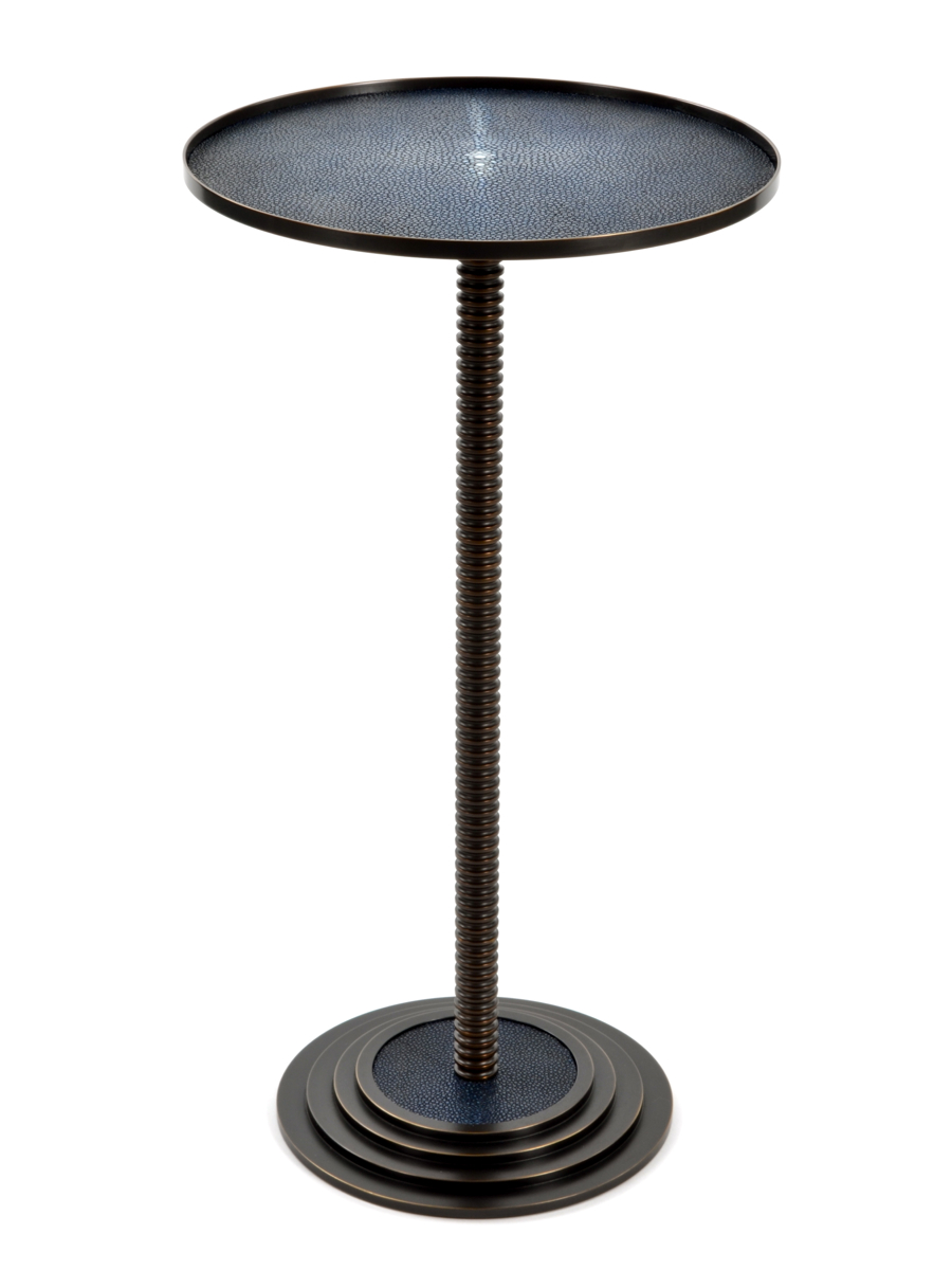 Customized Cooper drink table Custom size top, height and Shagreen top.