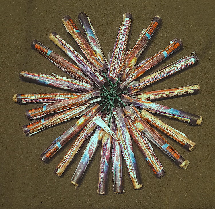 A “flower” made out of bottle rockets