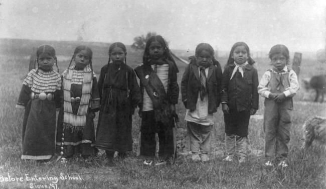 Lakota Children waiting to go to boarding school
