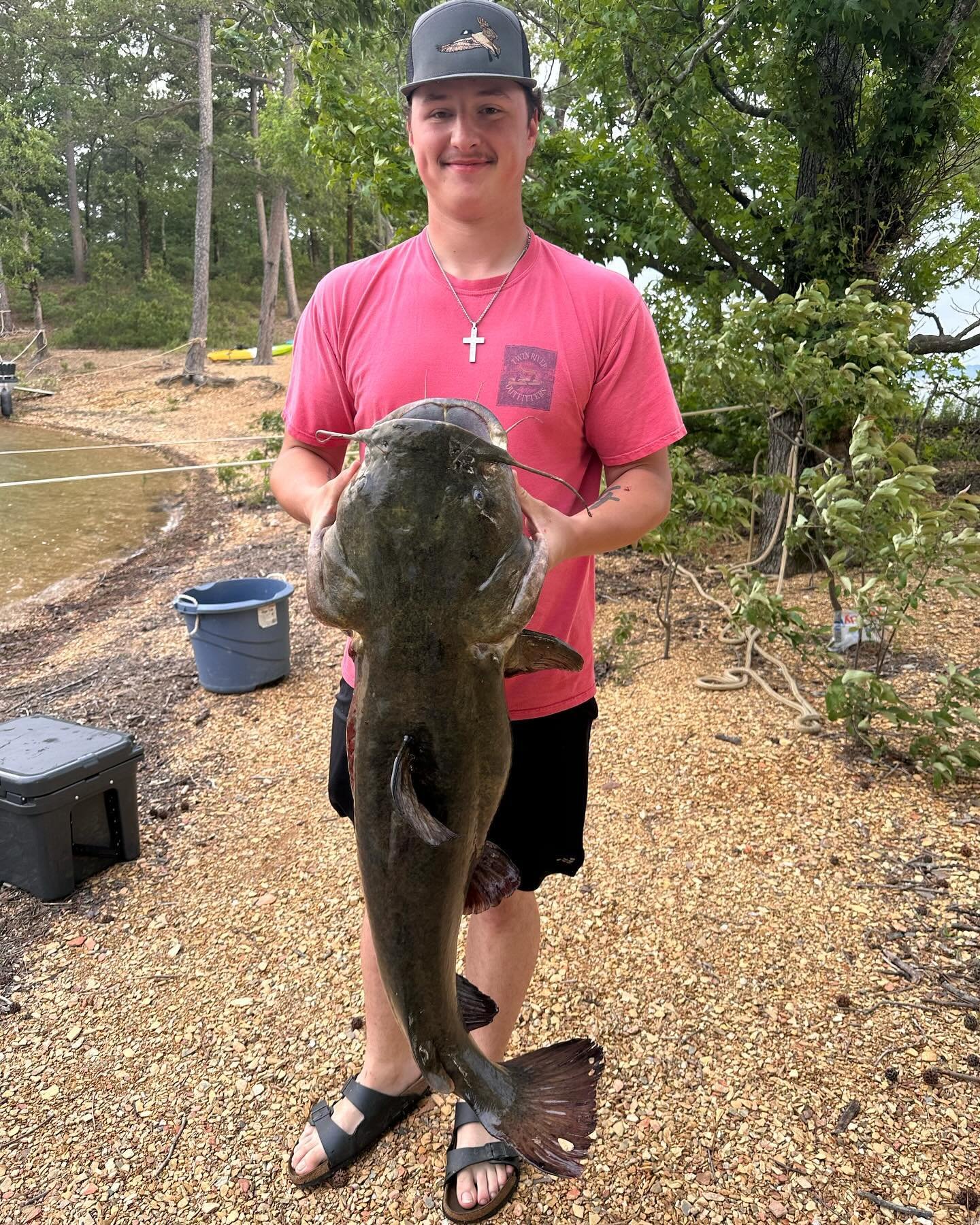 Fish are biting on Lake Ouachita!  Check out this behemoth that was caught by a group staying on the Suzanne this week!  #lakeouachita #arkansas #flathead #catfish