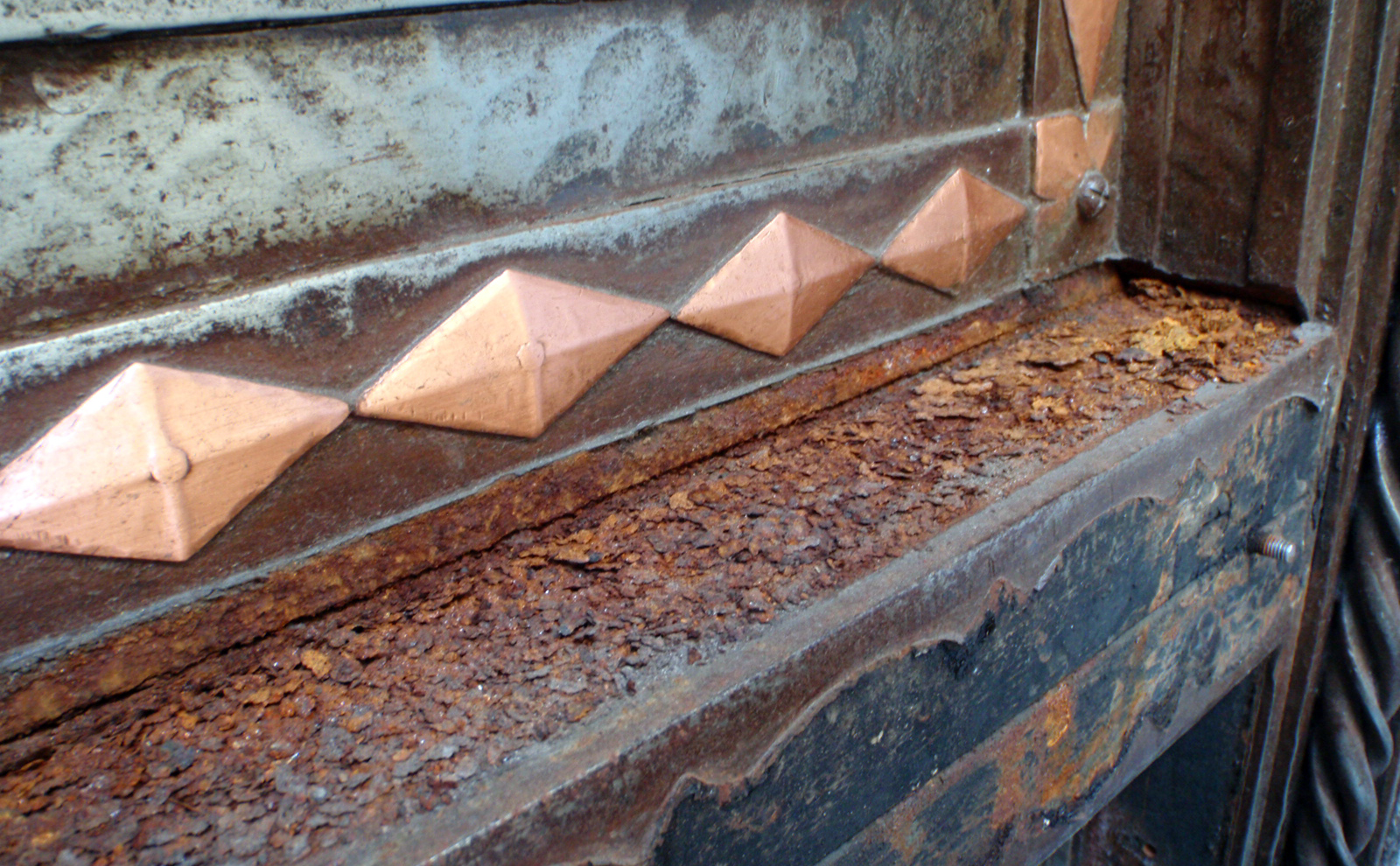  After more than 80 years of exposure to the elements the doors were rusted outside… 