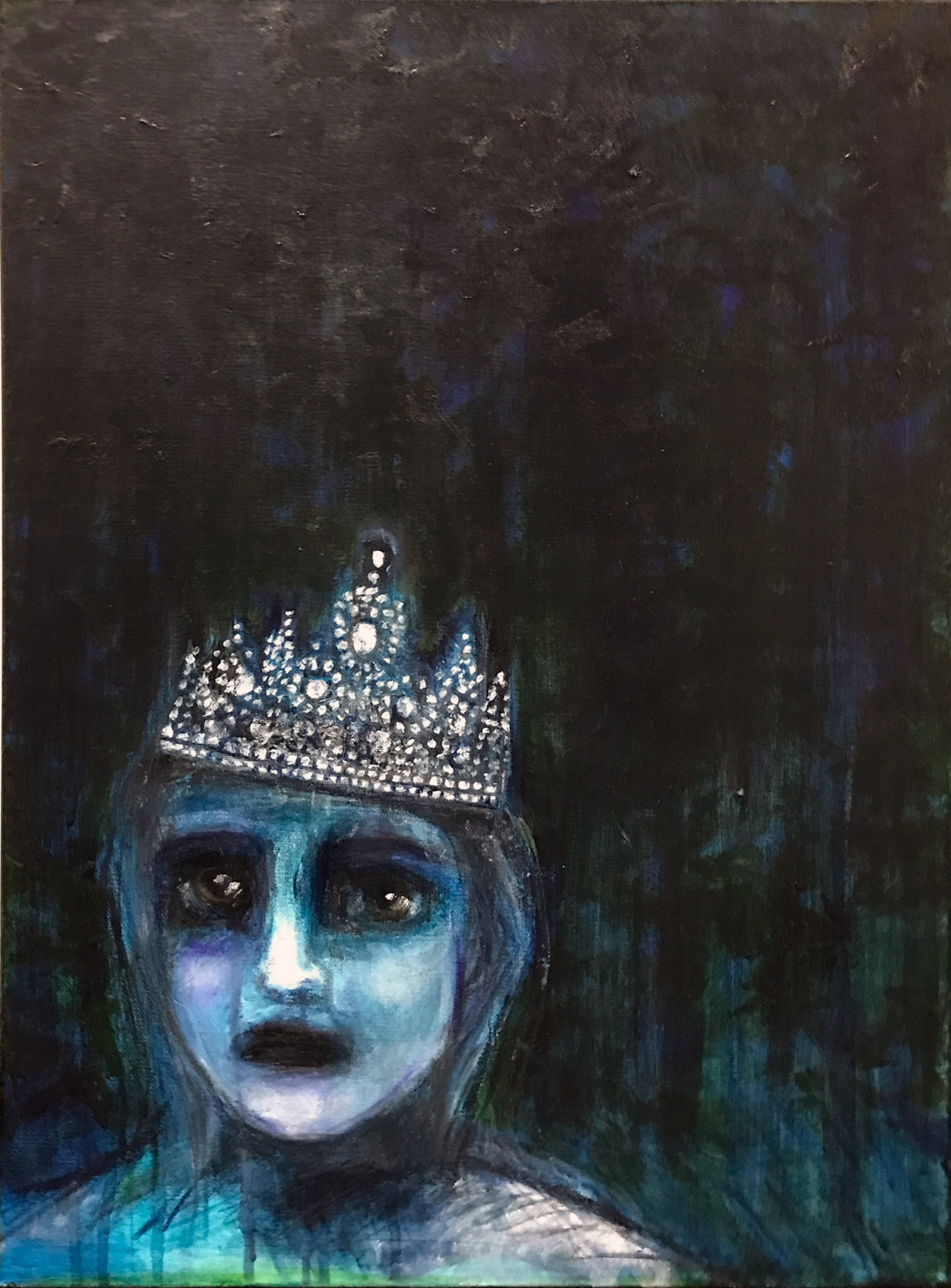 Miss Get Over It 2017 18" x 24" Oil, Acrylic, Graphite, Pastel on Canvas