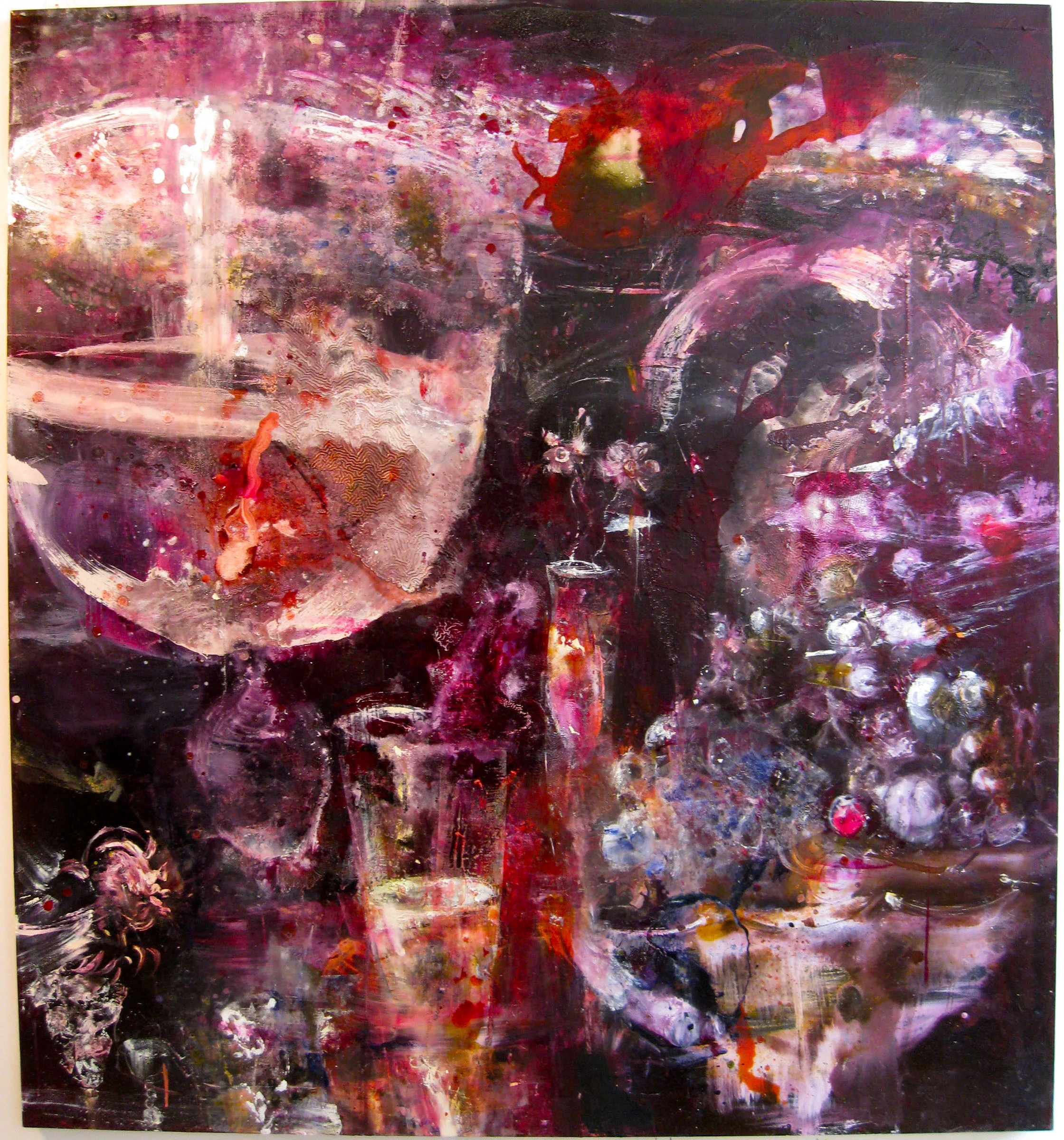 Night Painting (Champagne and Violet), 2012, 65 x 52 inches, oil, beeswax, alkyd, on canvas.