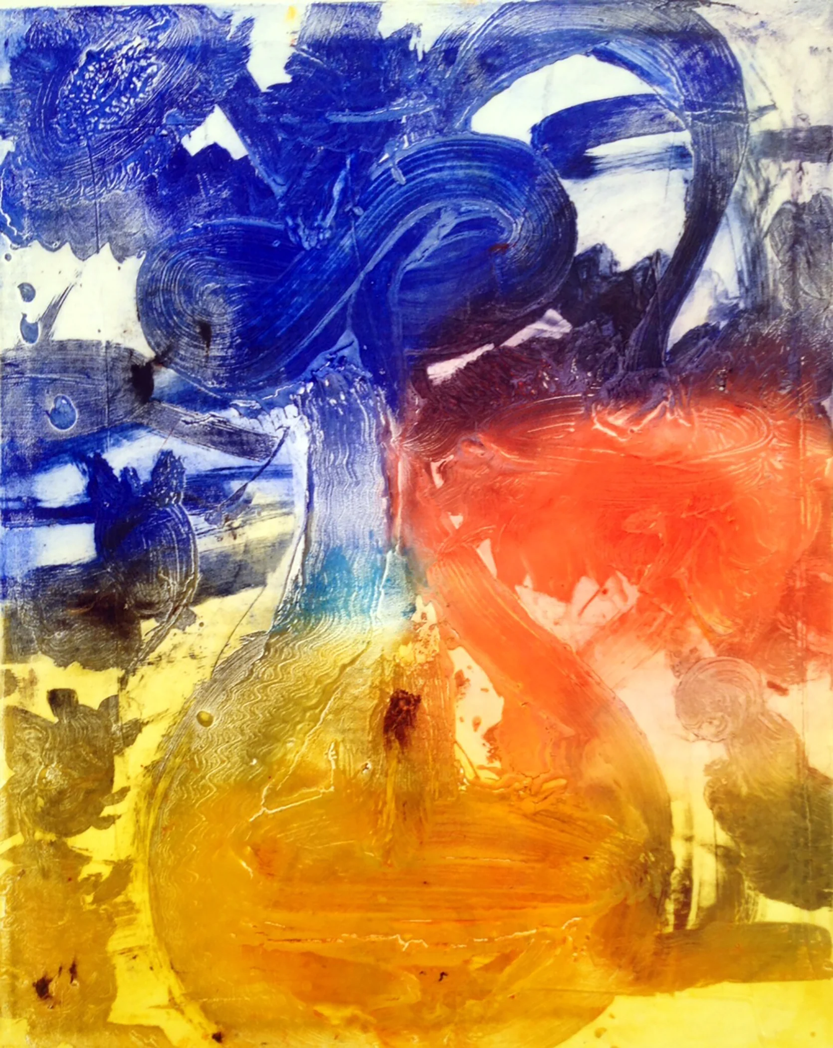 Relief Painting (Honey) , 2014, 30” x 24”, oil, acrylic, molding paste, cold wax medium on canvas.