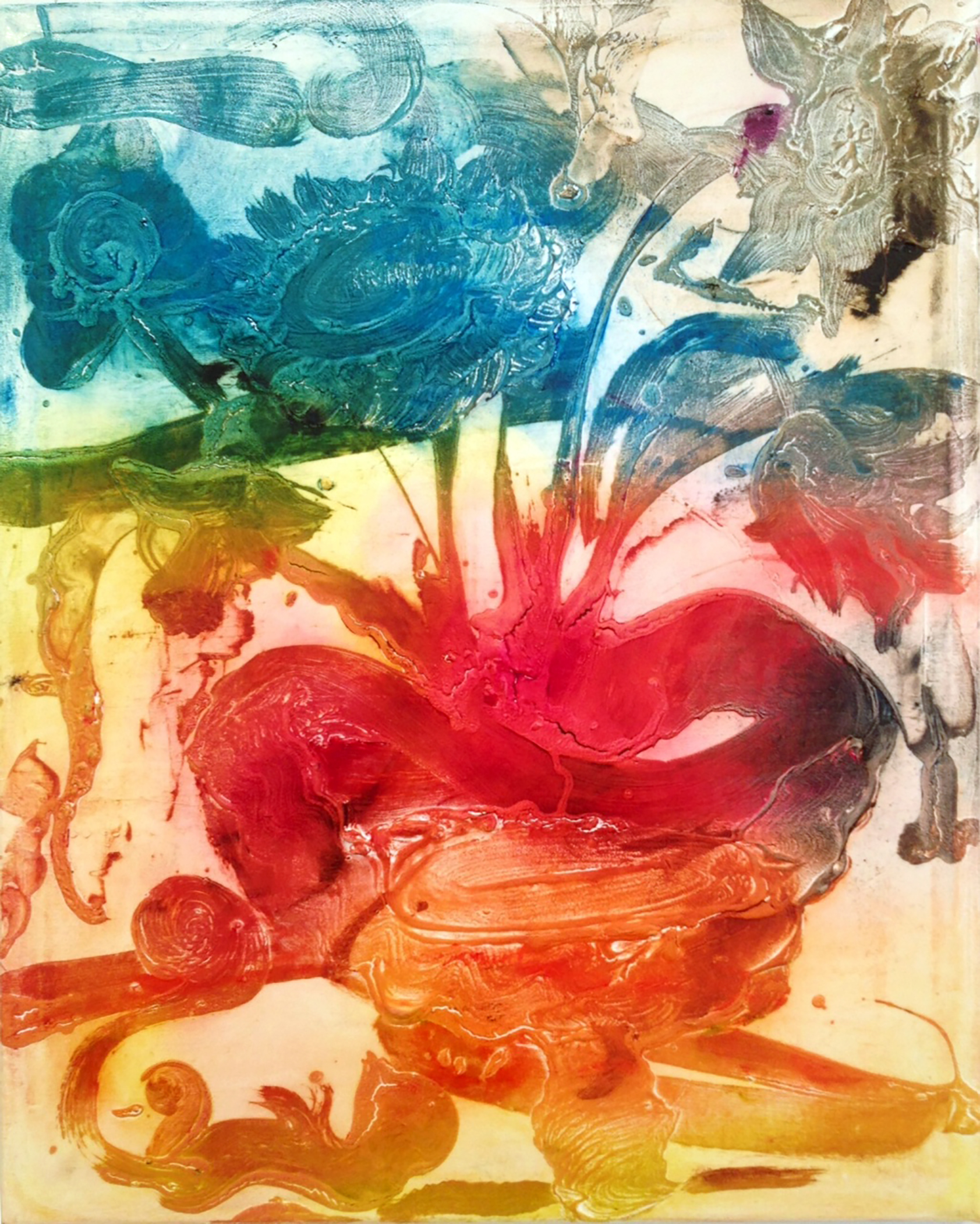 Relief Painting (Squirrelly) , 2014, 30” x 24”, oil, acrylic, molding paste, cold wax medium on canvas.