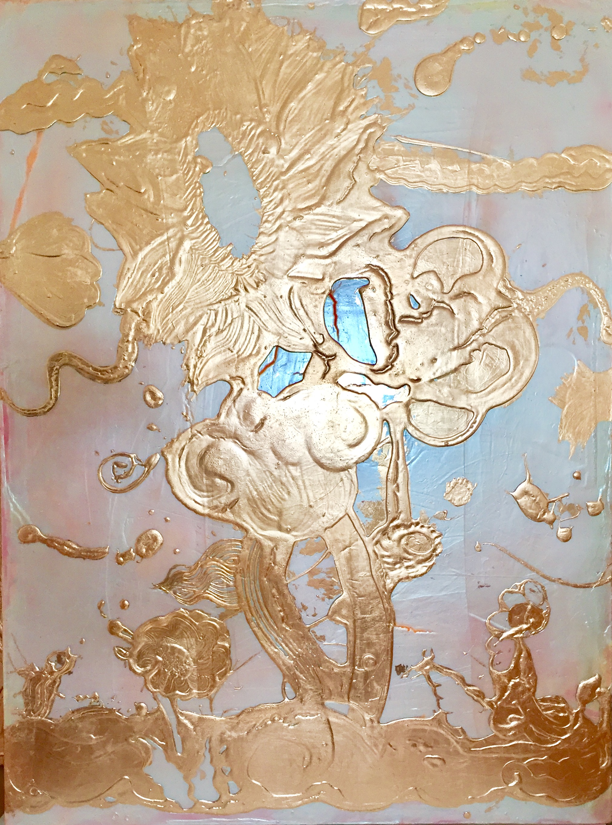 Opal Painting (Flower Garden #6) , 2018, 48x 36 inches, copper leaf, mica, pigments, acrylic mediums.