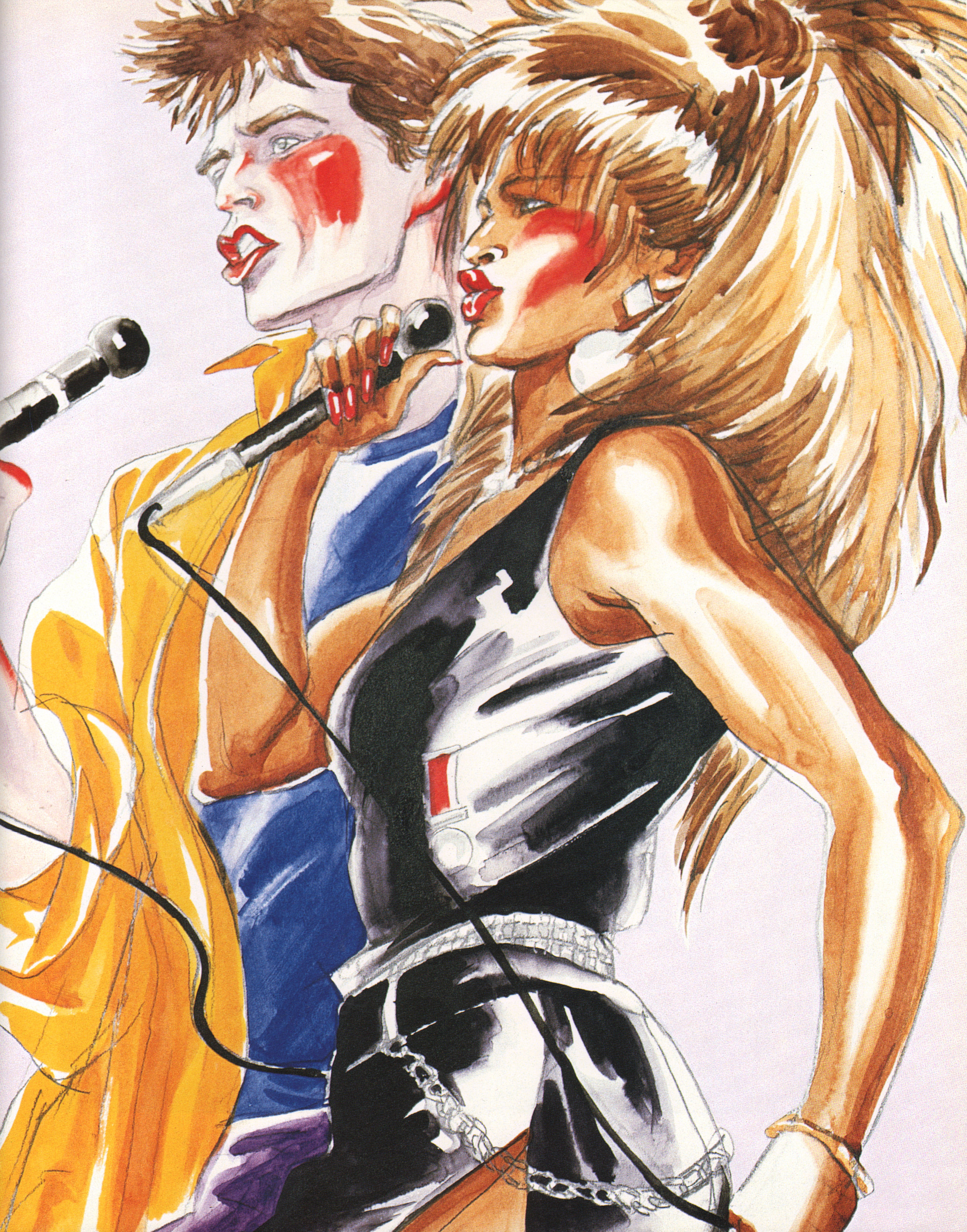  Antonio Lopez, Tina Turner and Mick Jagger, 1986, Pencil/watercolor on paper, 17” x 14”, Courtesy of the Estate of Antonio Lopez &amp;&nbsp;Juan Ramos. Reproduced with permission from Museo del Barrio. 
