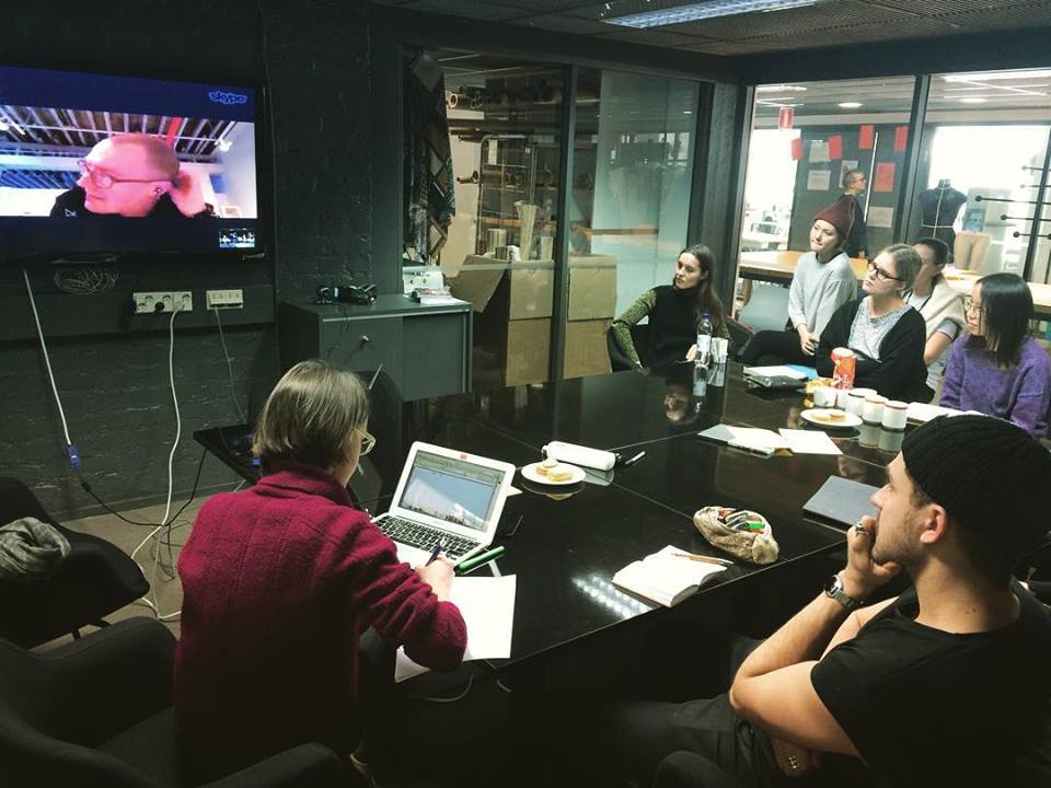  Skype session in February 2016 with Otto von Busch (Parsons School of Design) during the pilot seminar. Photo courtesy the authors. 