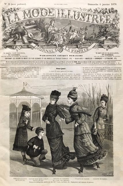  Front cover of  La Mode Illustr  ée,  January 1878. Image courtesy of Kent State University Museum. An identical illustration appeared on the cover of  Der Bazar  in January 1878. 