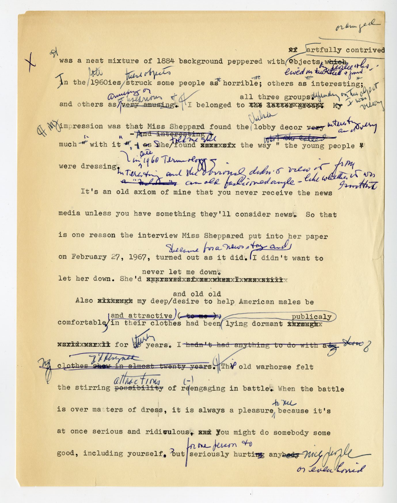  Hawes, Elizabeth. Unpublished manuscript draft entitled "Me &amp; Skirts &amp; Men. Undated.&nbsp;Elizabeth Hawes Papers,&nbsp;box 3, folder 8.&nbsp;FIT Special Collections and College Archive, Fashion Institute of Technology, New York, NY. &nbsp;Im