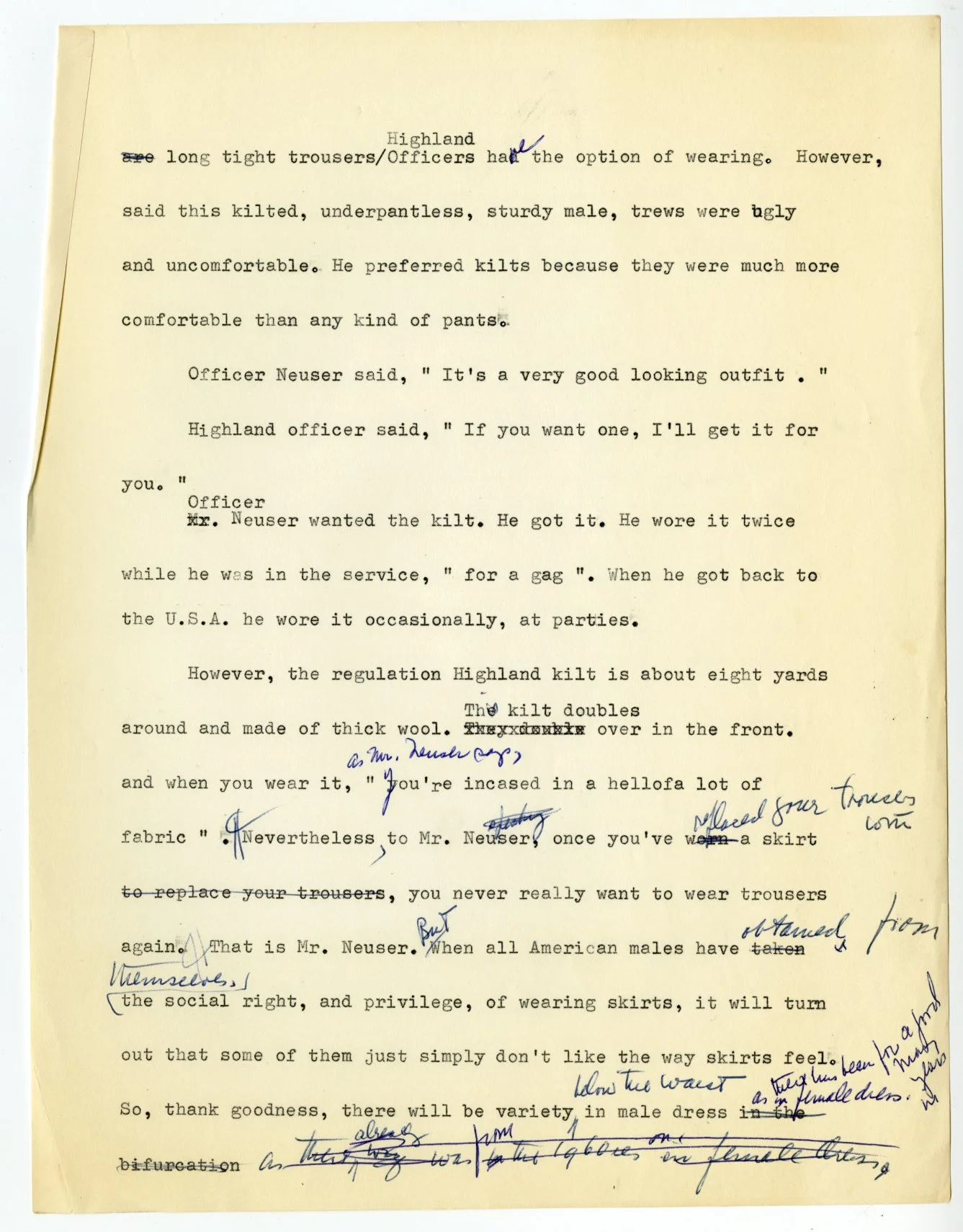 Hawes, Elizabeth. Unpublished manuscript draft entitled "Me & Skirts & Men. Undated. Elizabeth Hawes Papers, box 3, folder 8. FIT Special Collections and College Archive, Fashion Institute of Technology, New York, NY. Image courtesy of Fashion Institute of Technology|SUNY, Gladys Marcus Library Special Collections and College Archive. 