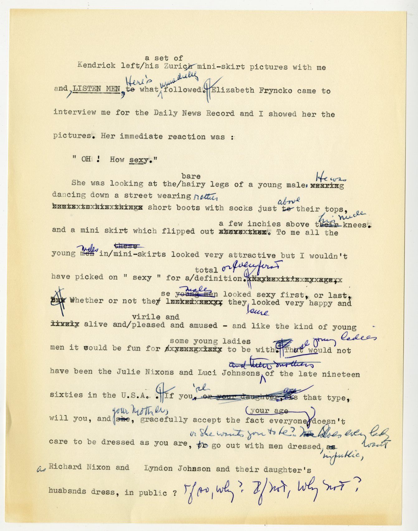  Hawes, Elizabeth. Unpublished manuscript draft entitled "Me &amp; Skirts &amp; Men. Undated.&nbsp;Elizabeth Hawes Papers,&nbsp;box 3, folder 8.&nbsp;FIT Special Collections and College Archive, Fashion Institute of Technology, New York, NY. &nbsp;Im