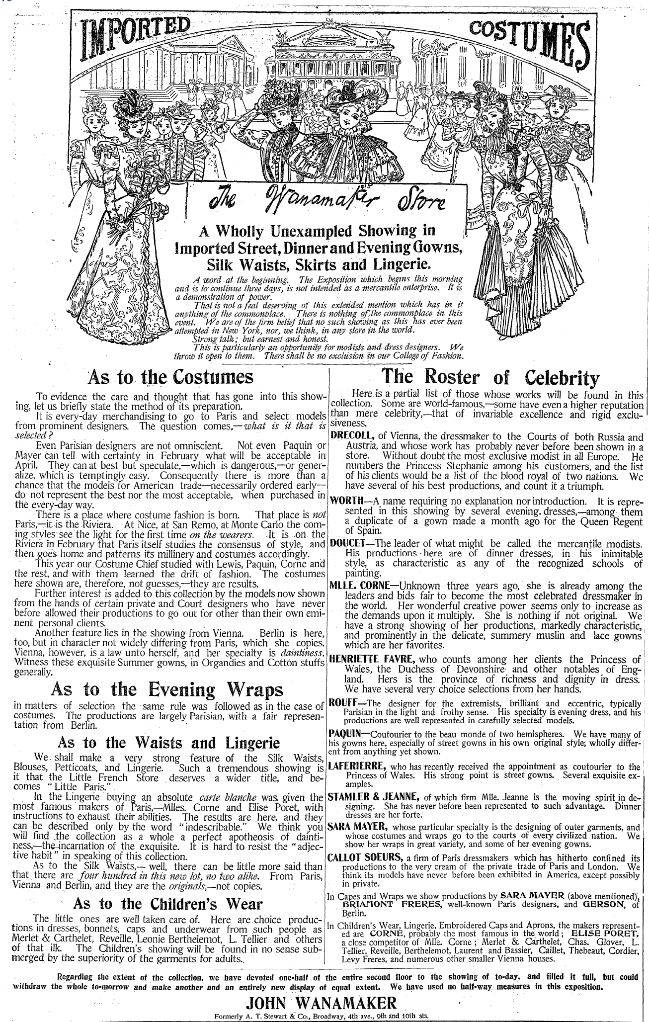  “The Wanamaker Store” Advertisement.  New York Times,  March 31, 1898. ( New York Times  Digital Archives.)    