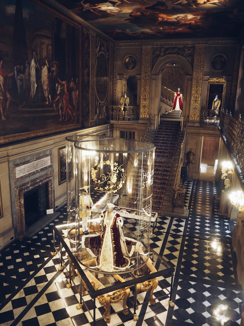  Photograph of traditional coronation robes, worn at three consecutive coronations displayed in The Painted Hall. Image courtesy of Chatsworth Trust. 