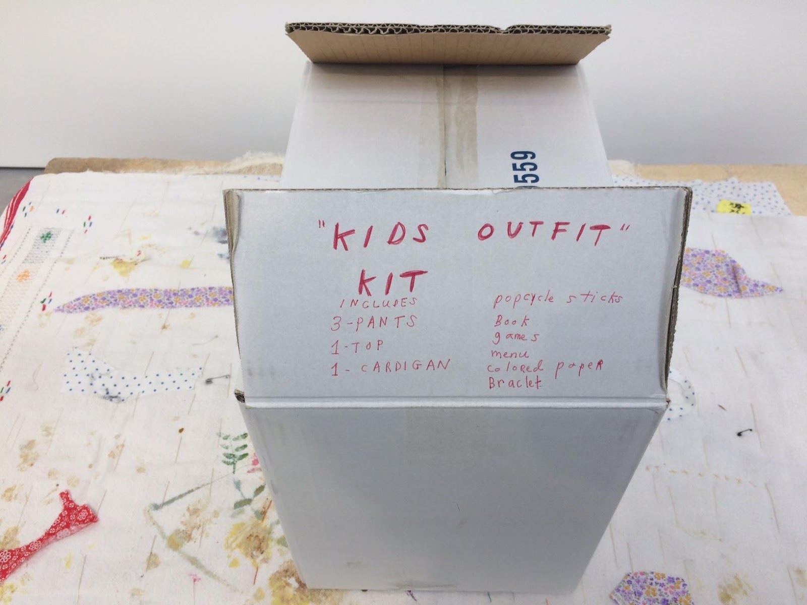  Susan Cianciolo,  Kids Outfit Kit  (2015)&nbsp;on view at Modern Art, London. Photo courtesy the author. 